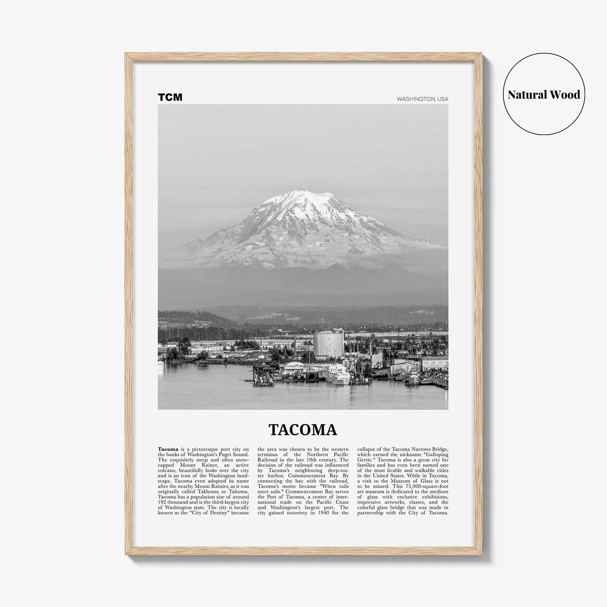 Tacoma Print Black and White, Tacoma Wall Art, Tacoma Poster, Tacoma Photo, Tacoma Wall Décor, Washington, USA, United States, North America