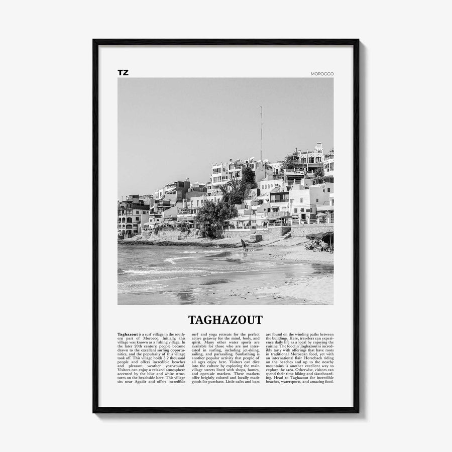 Taghazout Print Black and White, Taghazout Wall Art, Taghazout Poster, Taghazout Photo, Taghazout Wall Décor, Taghazout Map, Morocco