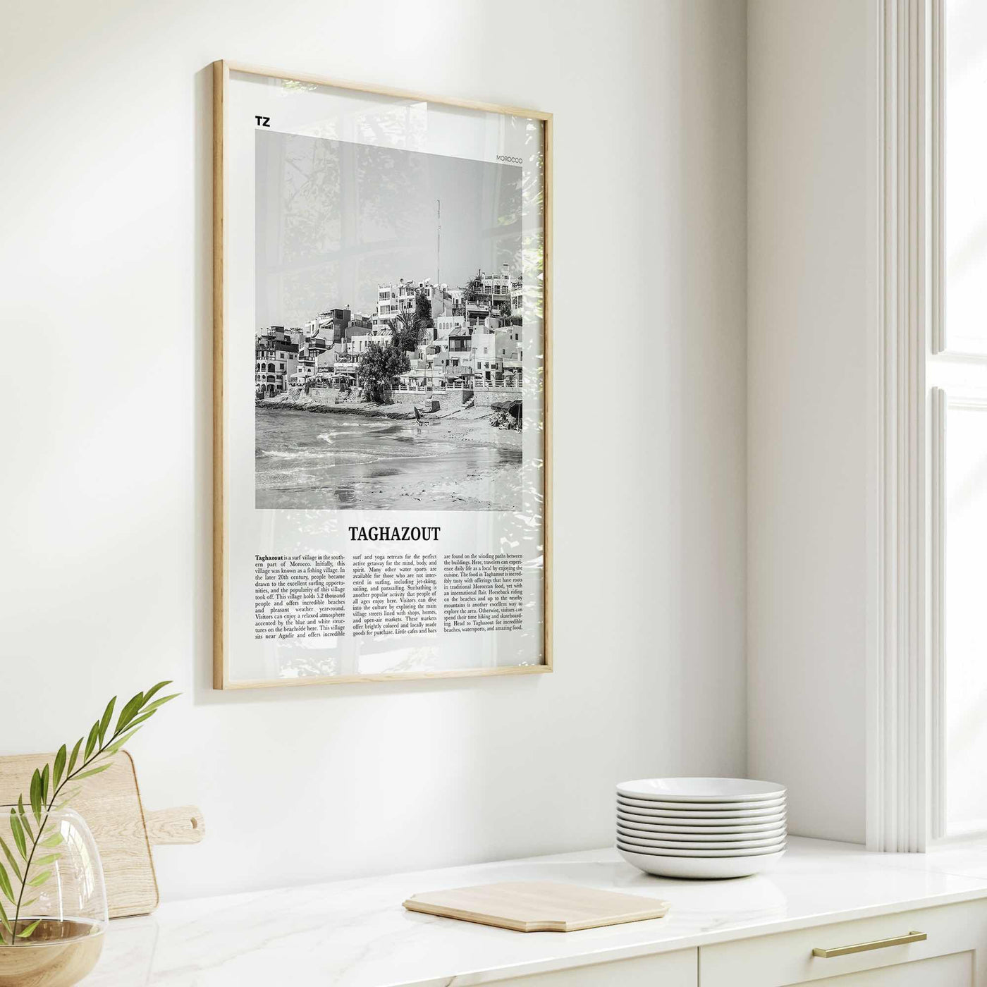 Taghazout Print Black and White, Taghazout Wall Art, Taghazout Poster, Taghazout Photo, Taghazout Wall Décor, Taghazout Map, Morocco