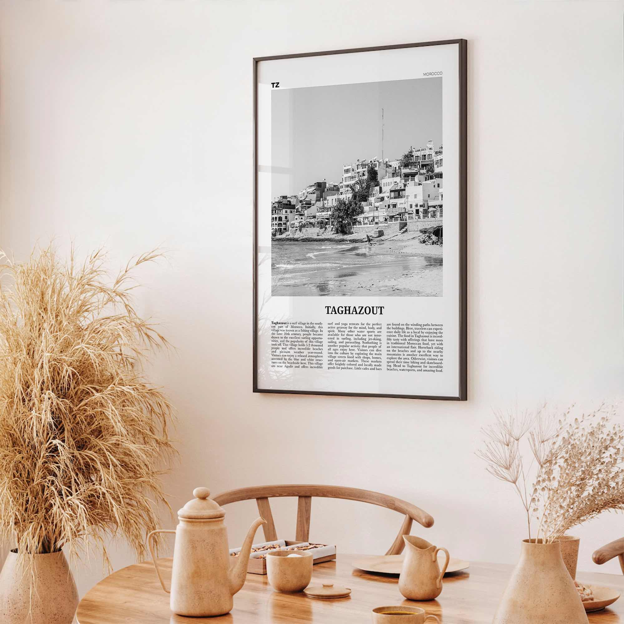 Taghazout Print Black and White, Taghazout Wall Art, Taghazout Poster, Taghazout Photo, Taghazout Wall Décor, Taghazout Map, Morocco