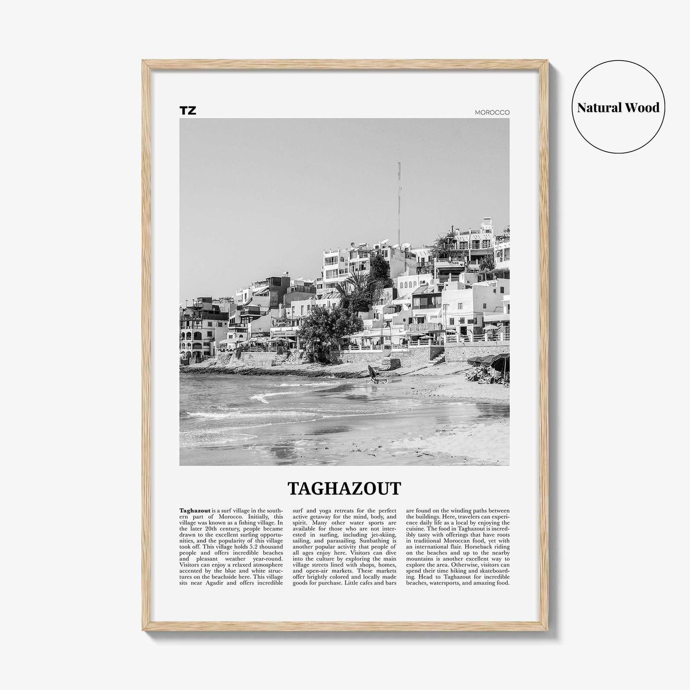 Taghazout Print Black and White, Taghazout Wall Art, Taghazout Poster, Taghazout Photo, Taghazout Wall Décor, Taghazout Map, Morocco