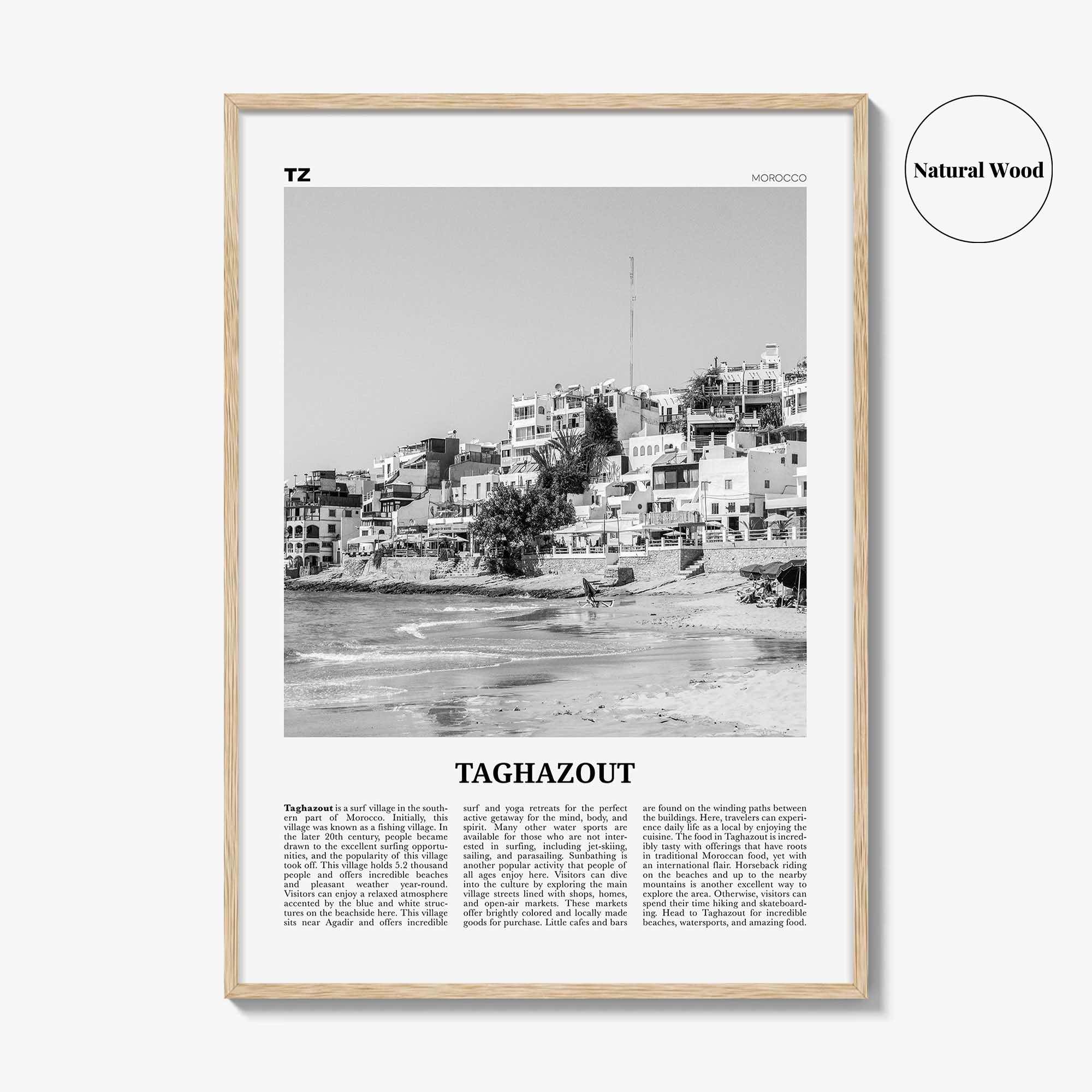 Taghazout Print Black and White, Taghazout Wall Art, Taghazout Poster, Taghazout Photo, Taghazout Wall Décor, Taghazout Map, Morocco