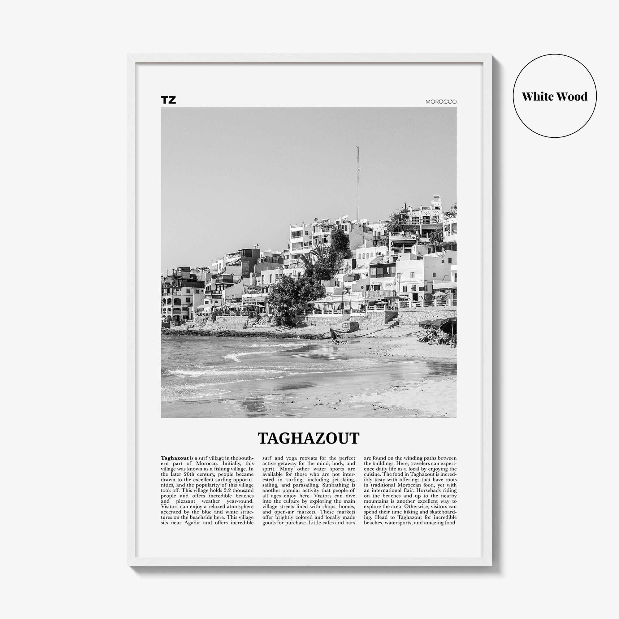 Taghazout Print Black and White, Taghazout Wall Art, Taghazout Poster, Taghazout Photo, Taghazout Wall Décor, Taghazout Map, Morocco