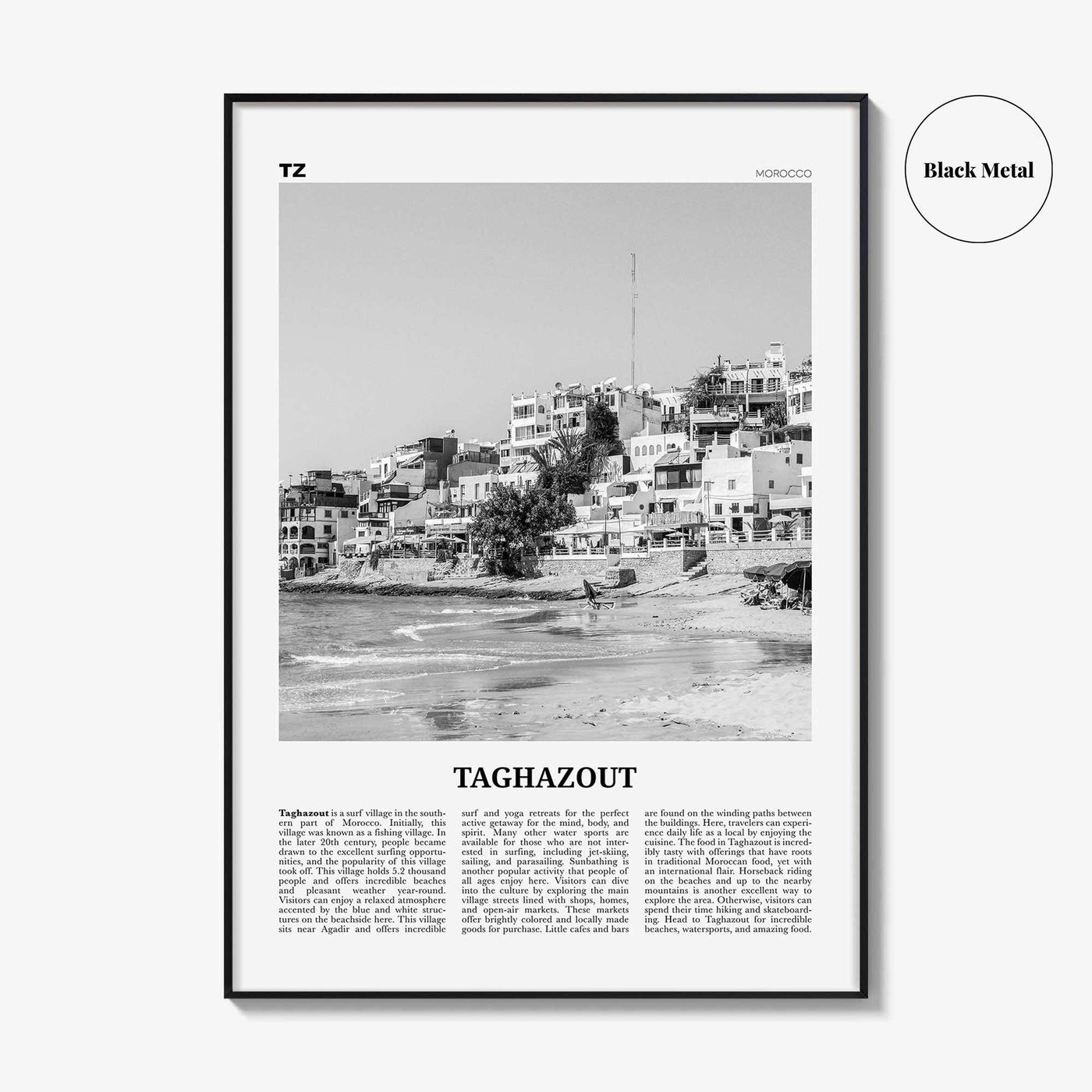 Taghazout Print Black and White, Taghazout Wall Art, Taghazout Poster, Taghazout Photo, Taghazout Wall Décor, Taghazout Map, Morocco