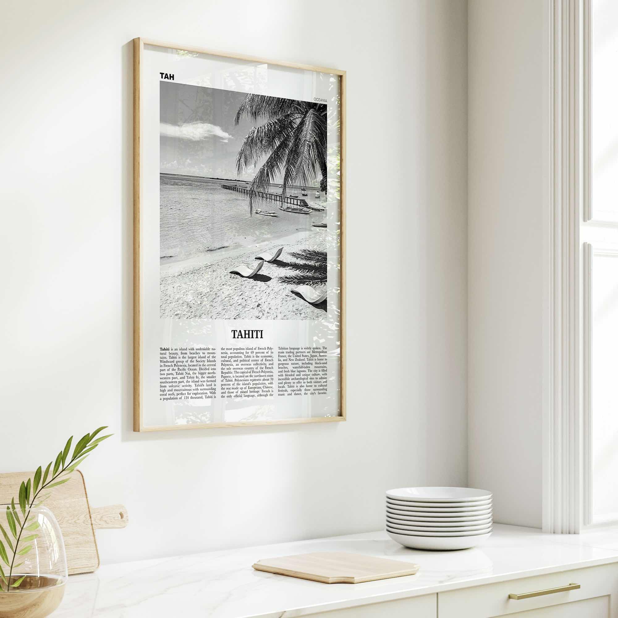 Tahiti Print Black and White, Tahiti Wall Art, Tahiti Poster, Tahiti Photo, Tahiti Decor, French Polynesia, Otaheite, Moorea, Oceania