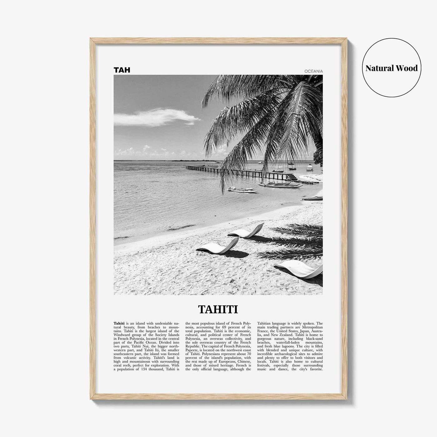 Tahiti Print Black and White, Tahiti Wall Art, Tahiti Poster, Tahiti Photo, Tahiti Decor, French Polynesia, Otaheite, Moorea, Oceania