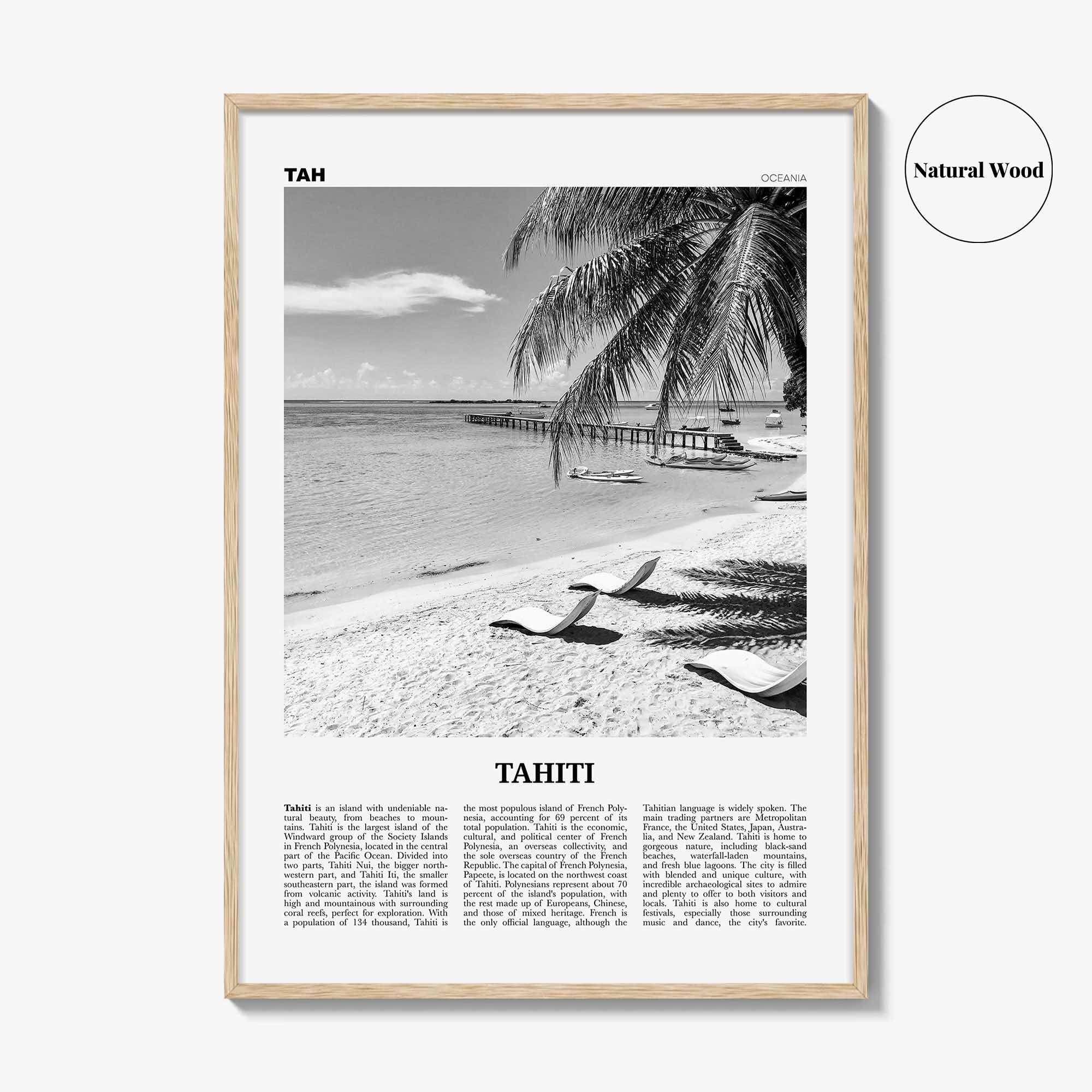 Tahiti Print Black and White, Tahiti Wall Art, Tahiti Poster, Tahiti Photo, Tahiti Decor, French Polynesia, Otaheite, Moorea, Oceania