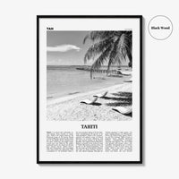 Tahiti Print Black and White, Tahiti Wall Art, Tahiti Poster, Tahiti Photo, Tahiti Decor, French Polynesia, Otaheite, Moorea, Oceania