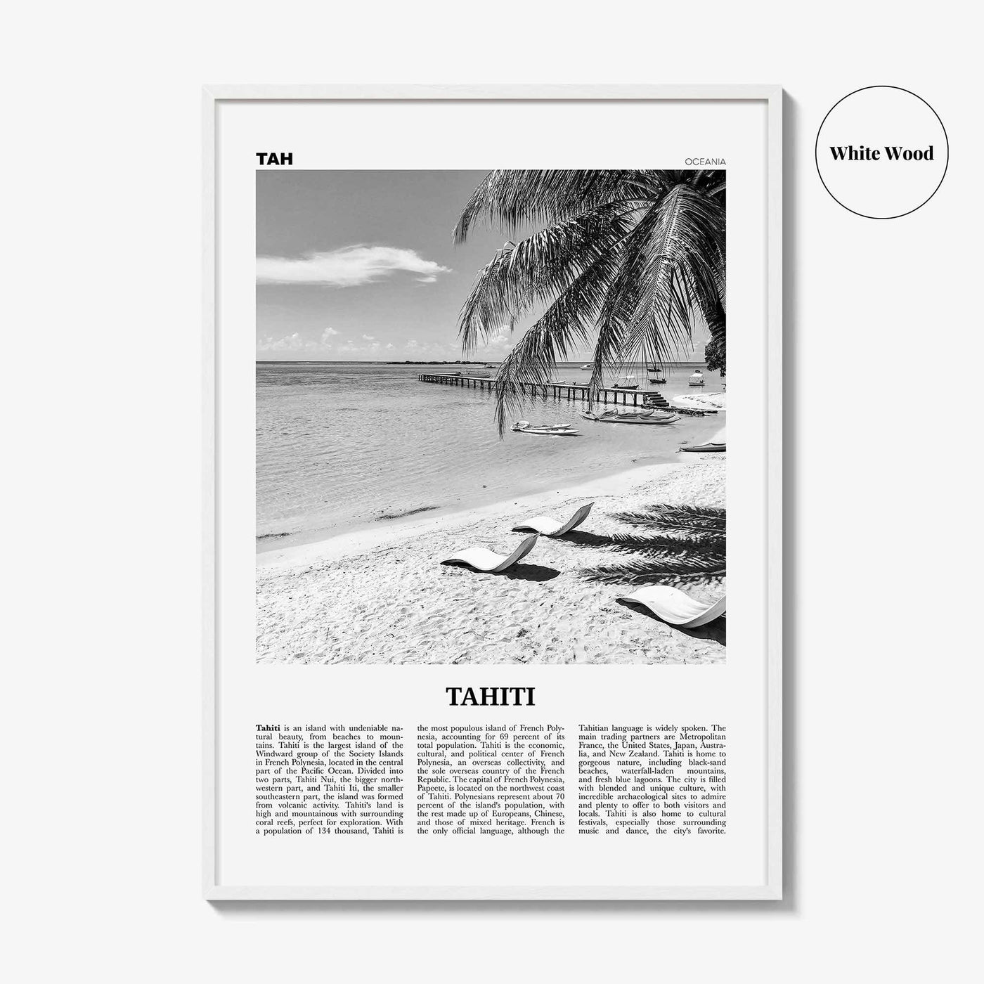 Tahiti Print Black and White, Tahiti Wall Art, Tahiti Poster, Tahiti Photo, Tahiti Decor, French Polynesia, Otaheite, Moorea, Oceania