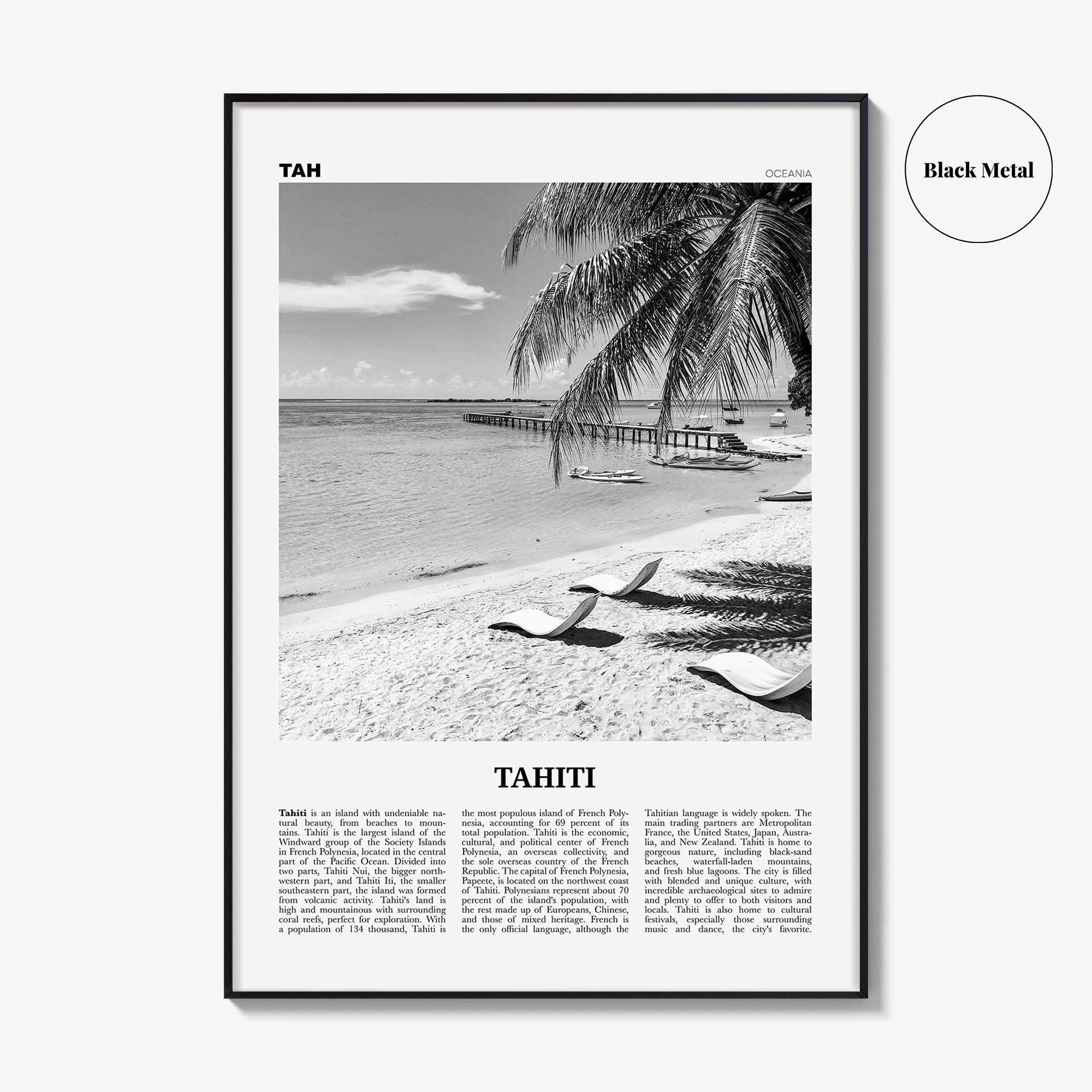 Tahiti Print Black and White, Tahiti Wall Art, Tahiti Poster, Tahiti Photo, Tahiti Decor, French Polynesia, Otaheite, Moorea, Oceania