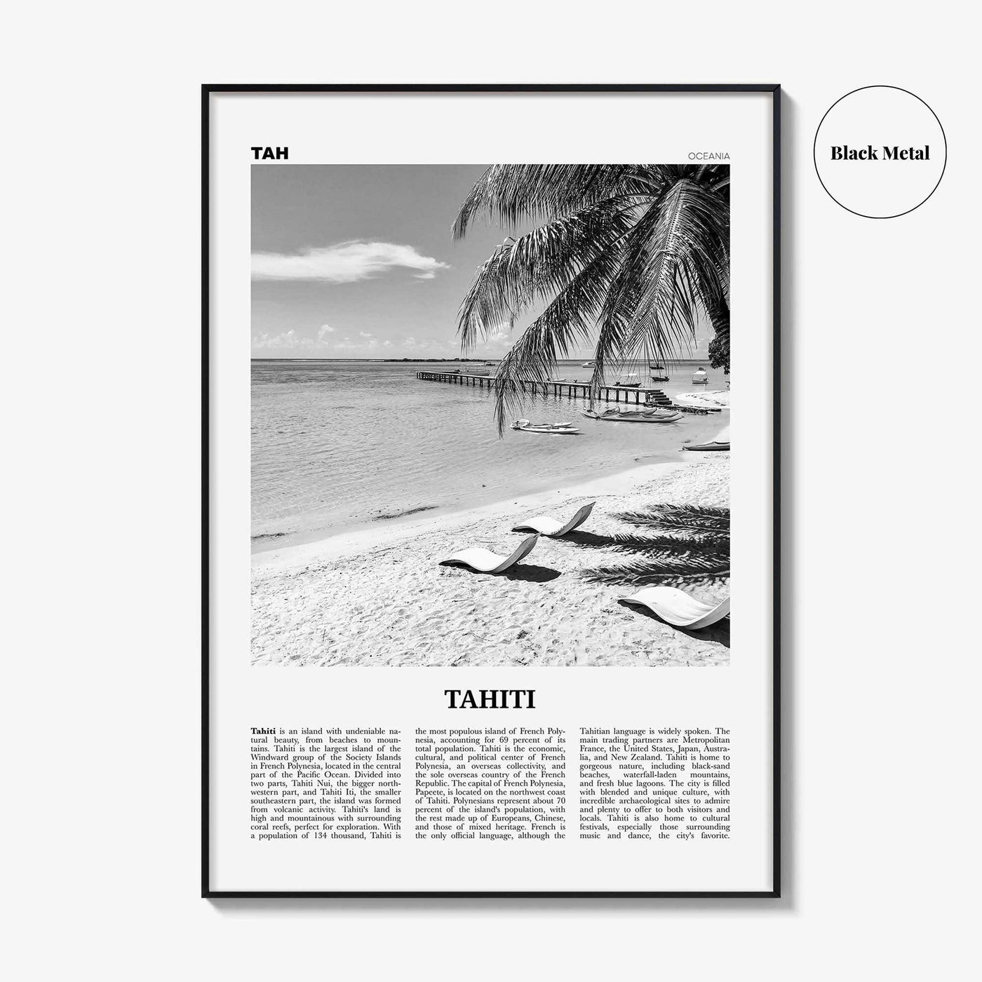 Tahiti Print Black and White, Tahiti Wall Art, Tahiti Poster, Tahiti Photo, Tahiti Decor, French Polynesia, Otaheite, Moorea, Oceania