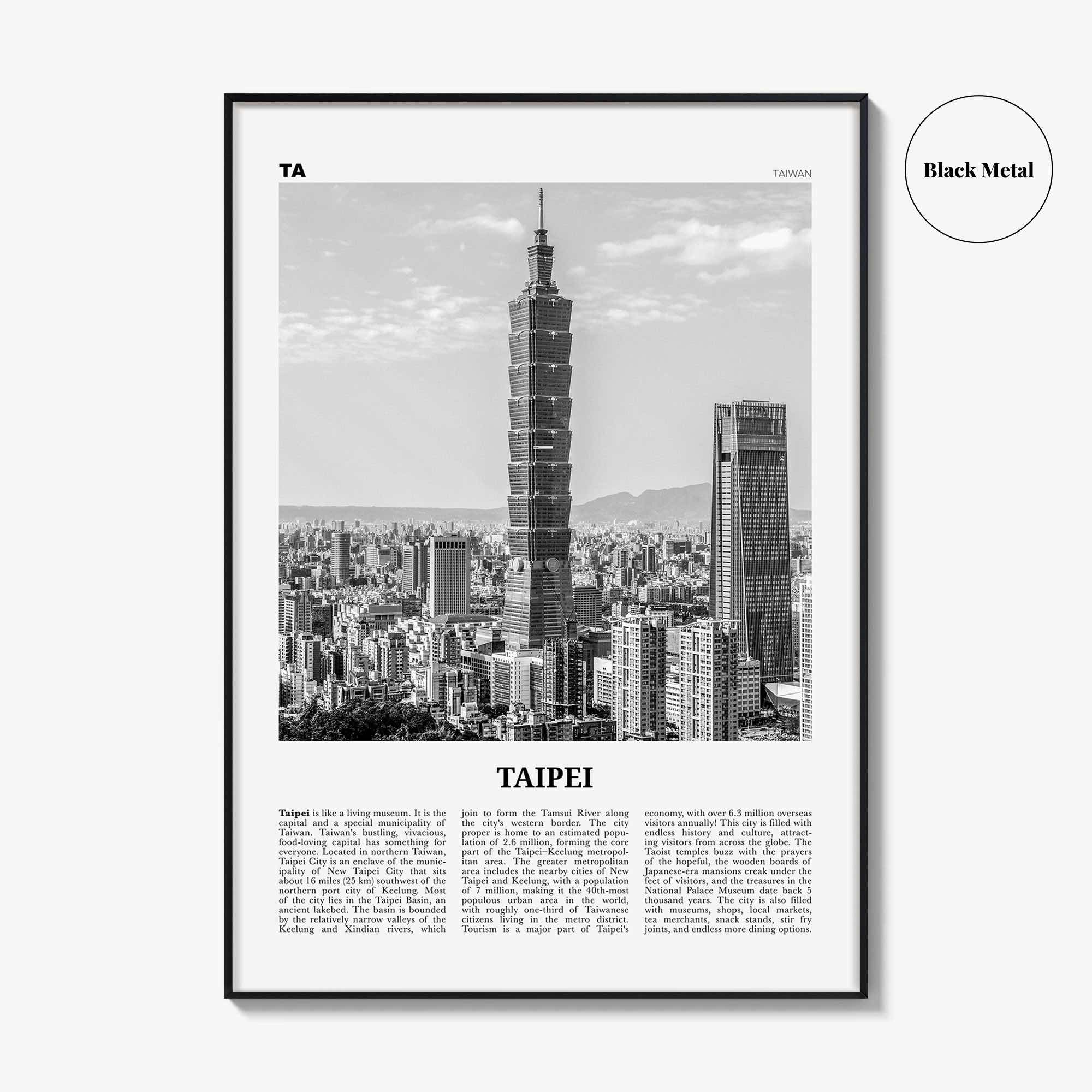 Taipei Print Black and White No 1, Taipei Wall Art, Taipei Poster, Taipei Photo, Taipei Wall Decor, Taiwan, 臺北 臺北市 臺灣 中華民國, Asia