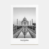 Taj Mahal Portrait B&W Poster