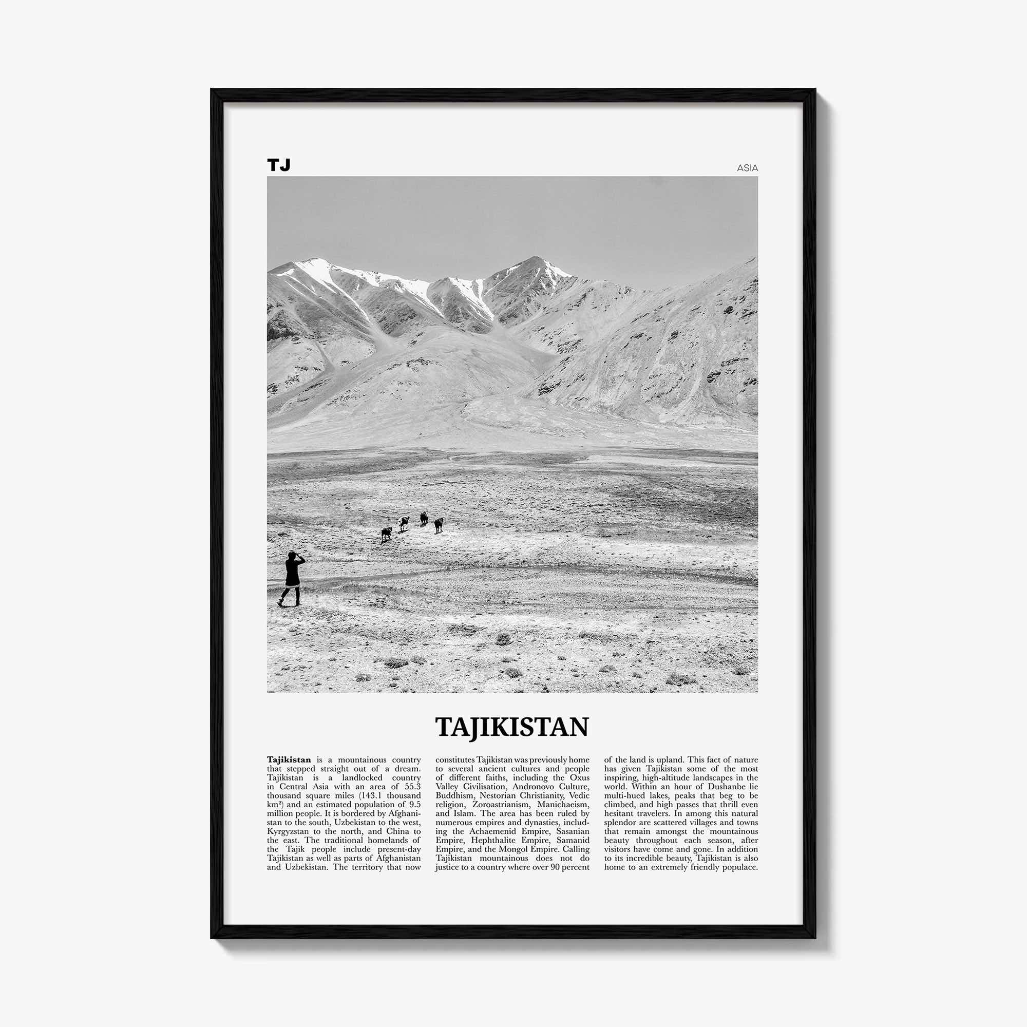 Tajikistan Print Black and White, Tajikistan Wall Art, Tajikistan Poster, Tajikistan Photo, Тоҷикистон, Таджикистан, Tajik, Dushanbe, Asia