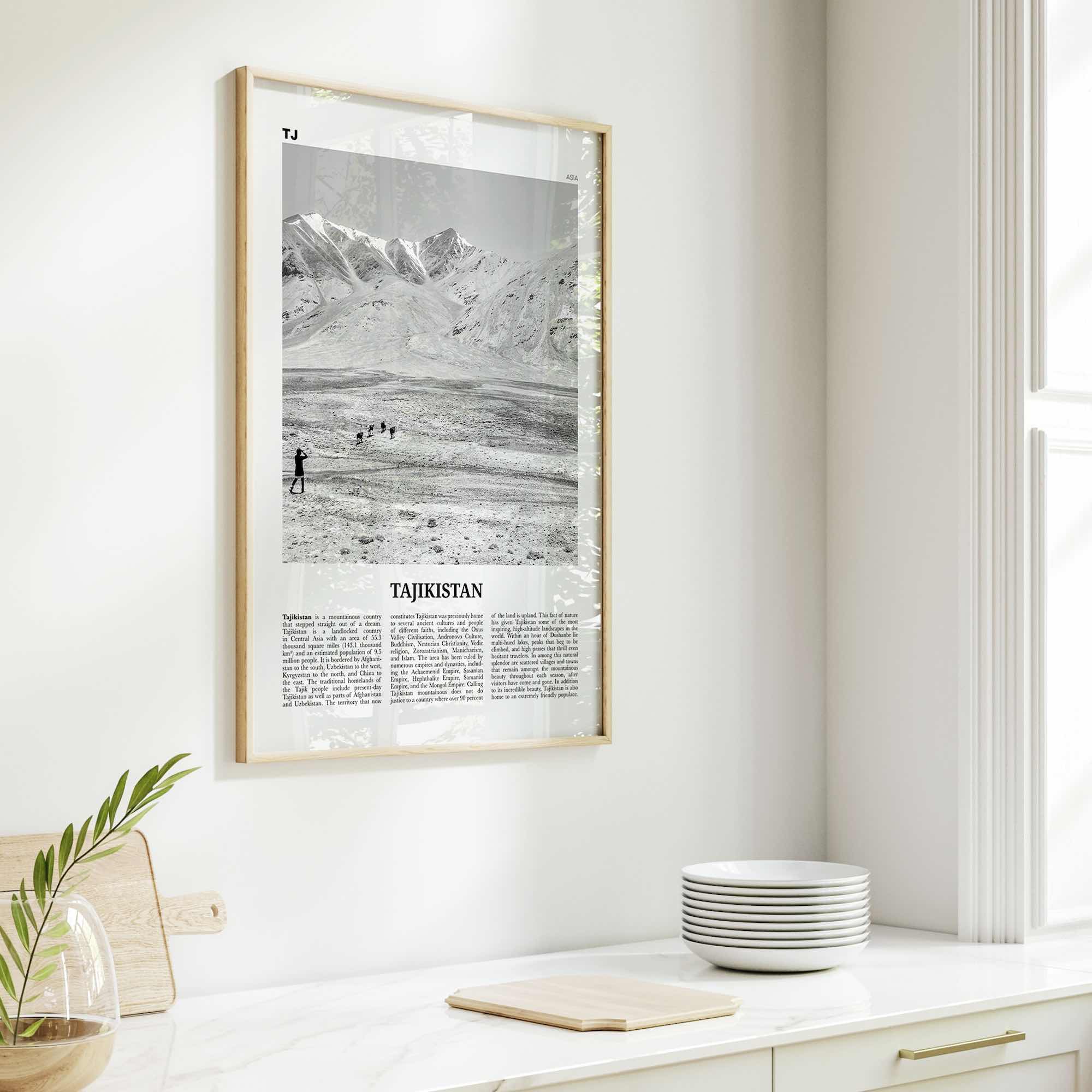 Tajikistan Print Black and White, Tajikistan Wall Art, Tajikistan Poster, Tajikistan Photo, Тоҷикистон, Таджикистан, Tajik, Dushanbe, Asia
