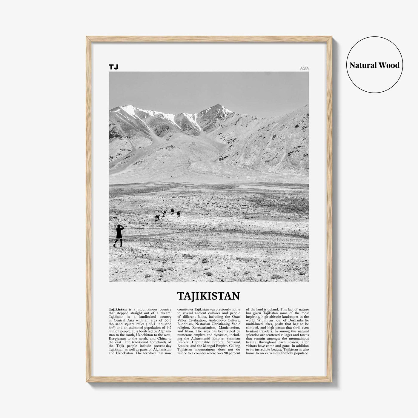 Tajikistan Print Black and White, Tajikistan Wall Art, Tajikistan Poster, Tajikistan Photo, Тоҷикистон, Таджикистан, Tajik, Dushanbe, Asia