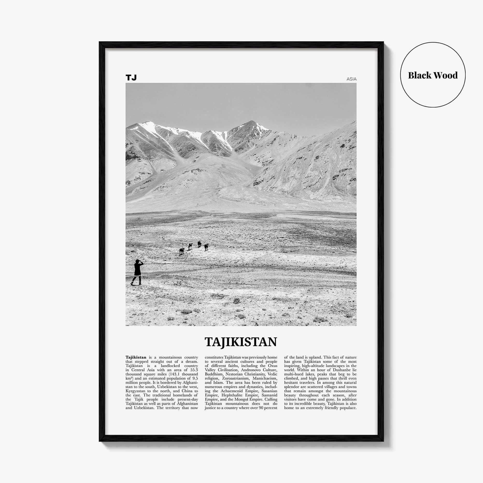 Tajikistan Print Black and White, Tajikistan Wall Art, Tajikistan Poster, Tajikistan Photo, Тоҷикистон, Таджикистан, Tajik, Dushanbe, Asia