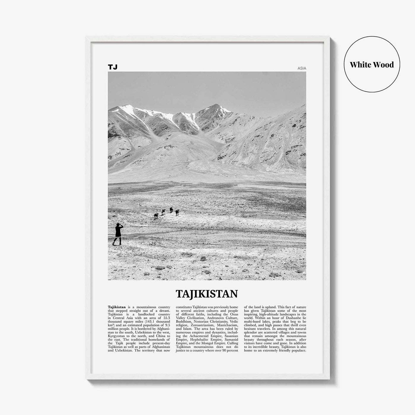 Tajikistan Print Black and White, Tajikistan Wall Art, Tajikistan Poster, Tajikistan Photo, Тоҷикистон, Таджикистан, Tajik, Dushanbe, Asia