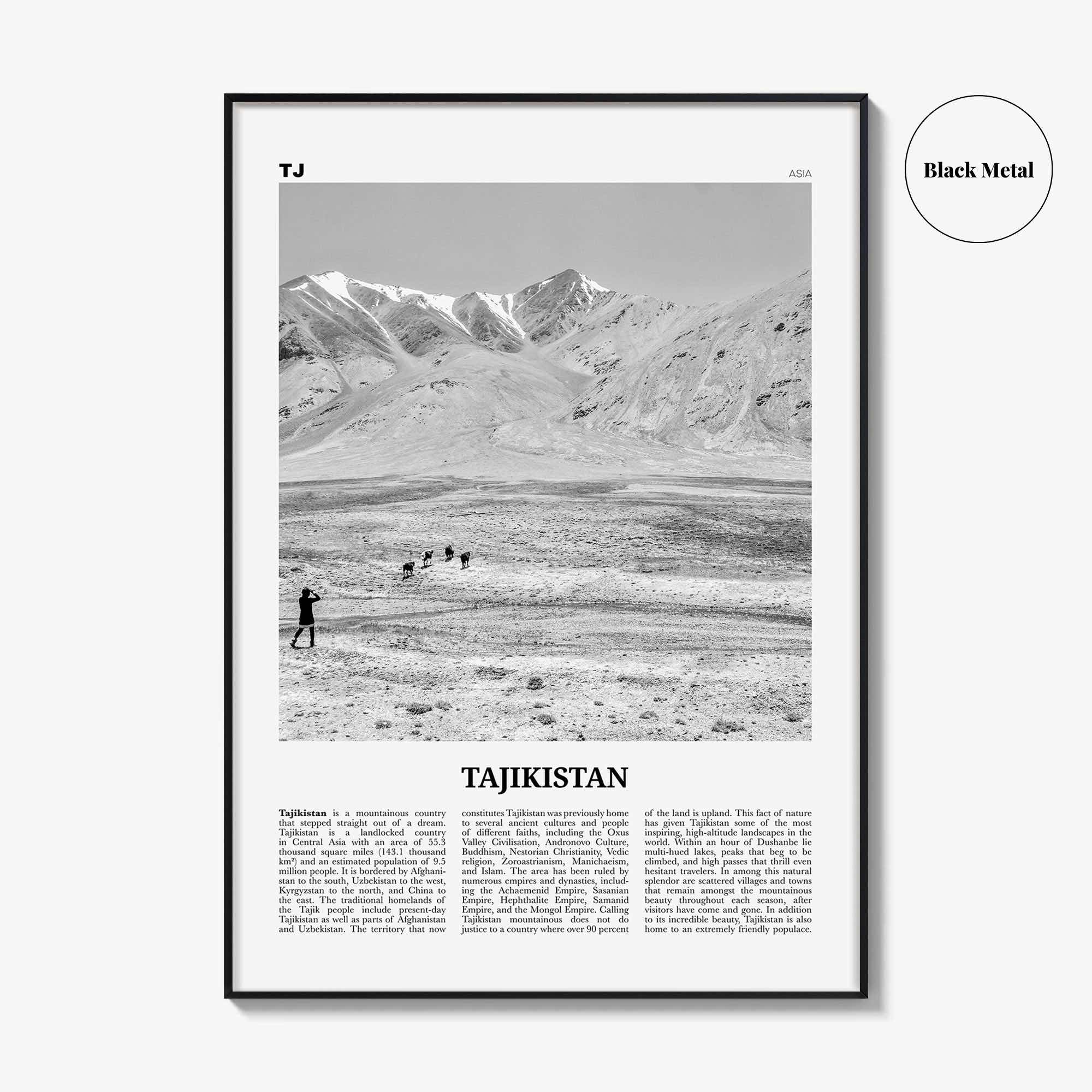 Tajikistan Print Black and White, Tajikistan Wall Art, Tajikistan Poster, Tajikistan Photo, Тоҷикистон, Таджикистан, Tajik, Dushanbe, Asia