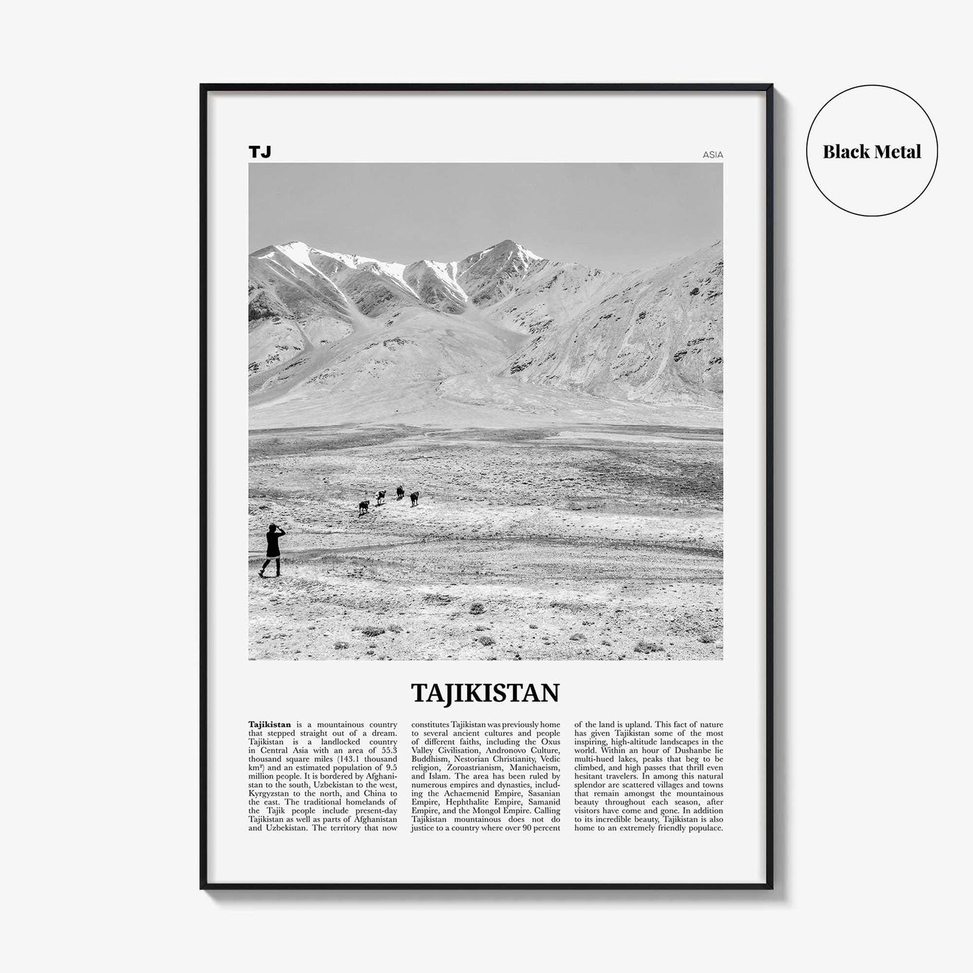 Tajikistan Print Black and White, Tajikistan Wall Art, Tajikistan Poster, Tajikistan Photo, Тоҷикистон, Таджикистан, Tajik, Dushanbe, Asia