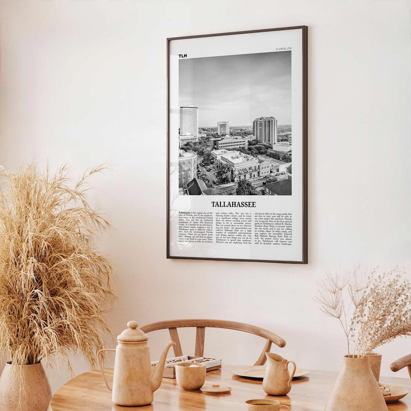 Tallahassee Print Black and White, Tallahassee Wall Art, Tallahassee Poster, Tallahassee Photo, Tallahassee Wall Décor, Florida, USA