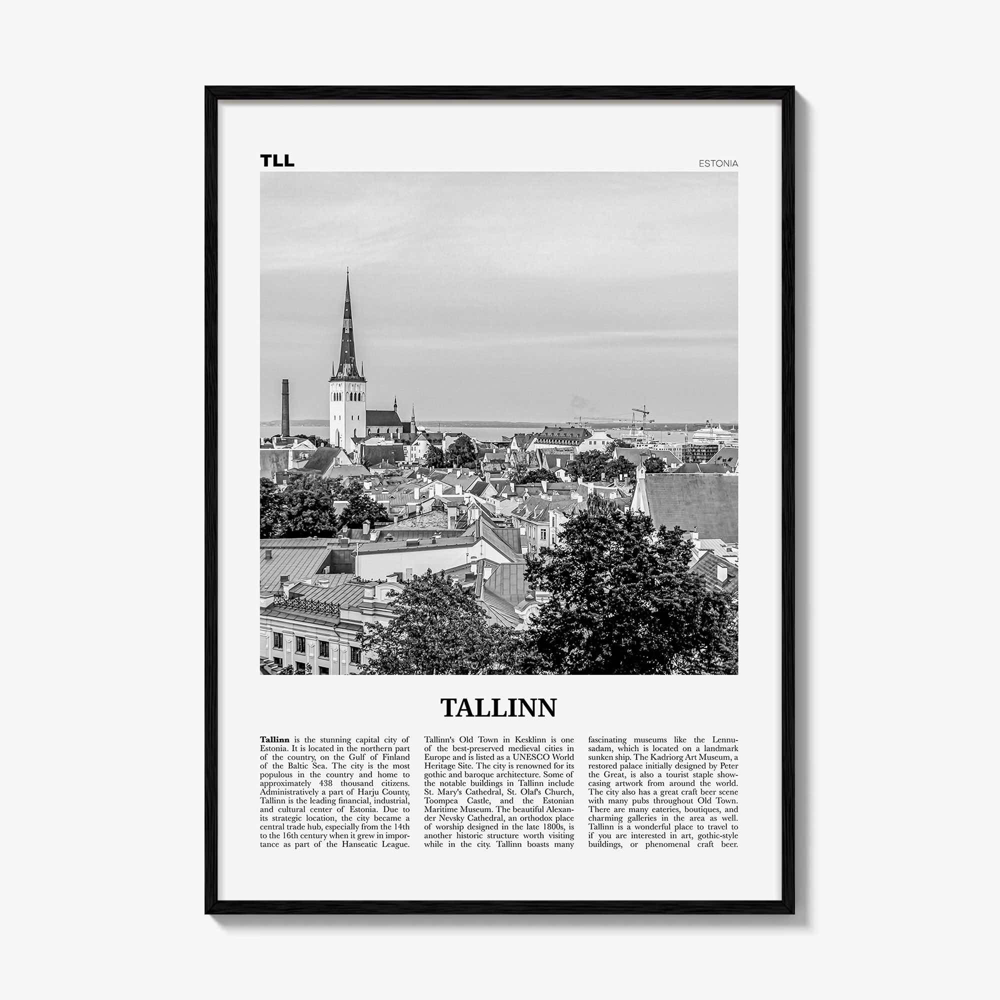 Tallinn Print Black and White, Tallinn Wall Art, Tallinn Poster, Tallinn Photo, Tallinn Wall Décor, Estonia, Harju, Eesti