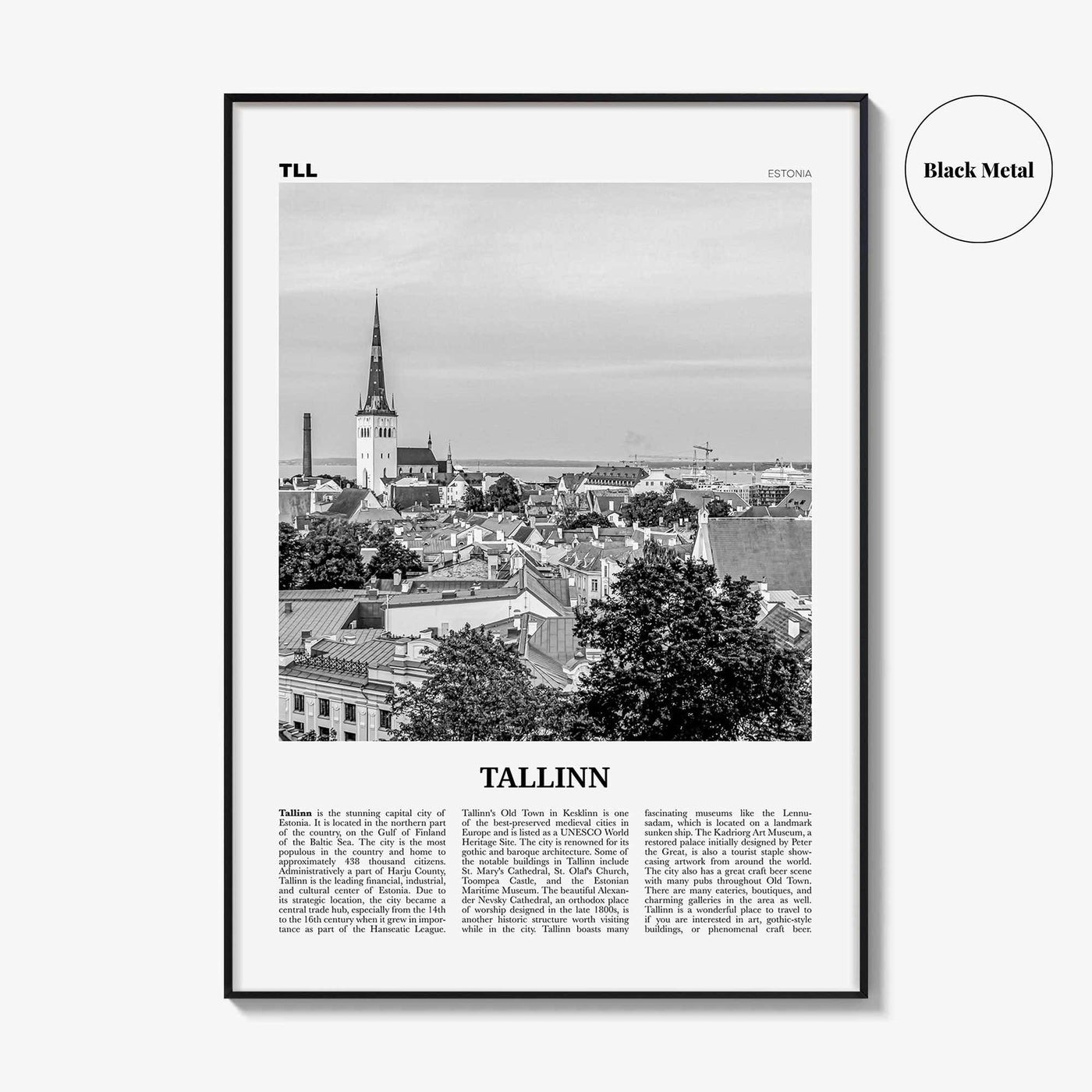 Tallinn Print Black and White, Tallinn Wall Art, Tallinn Poster, Tallinn Photo, Tallinn Wall Décor, Estonia, Harju, Eesti