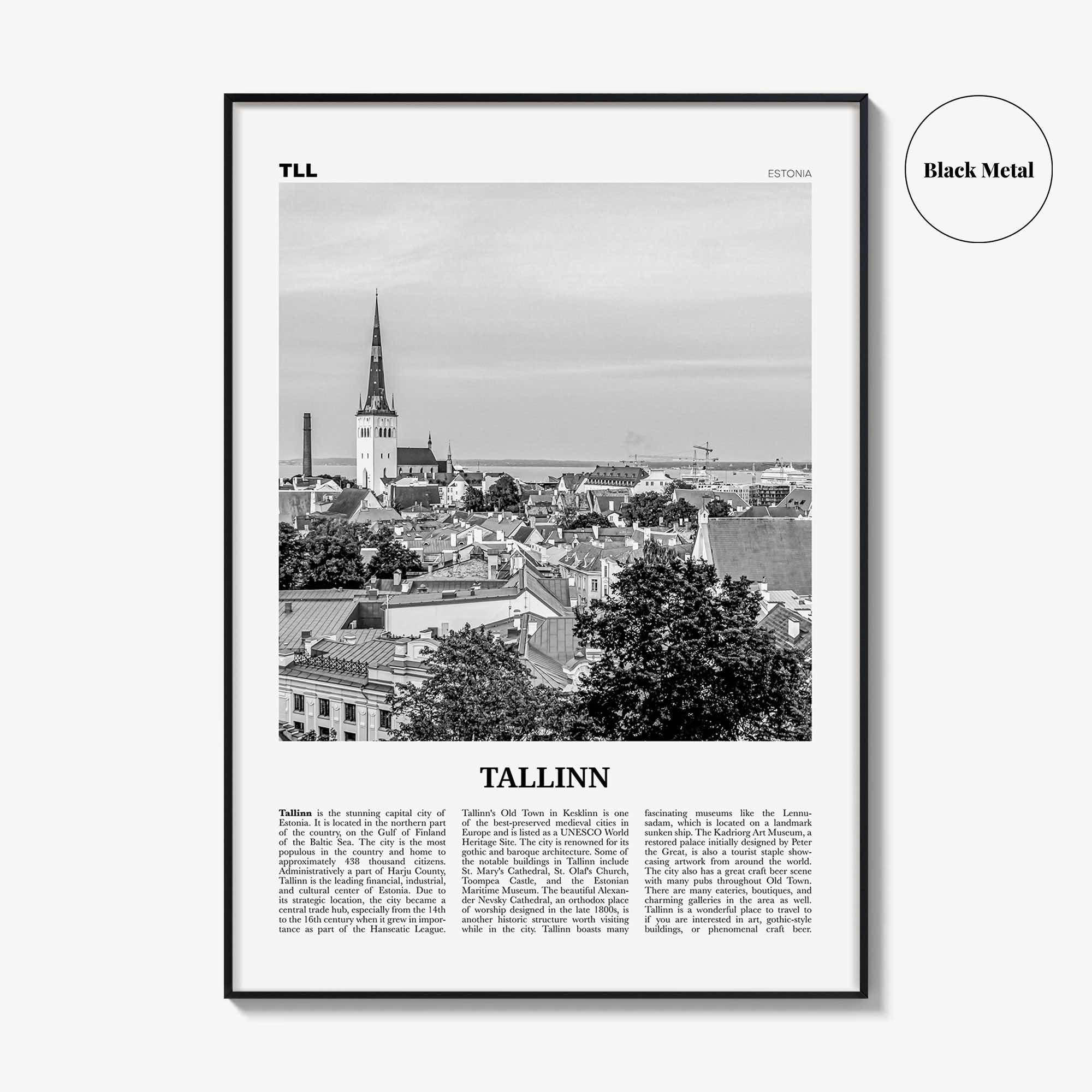 Tallinn Print Black and White, Tallinn Wall Art, Tallinn Poster, Tallinn Photo, Tallinn Wall Décor, Estonia, Harju, Eesti