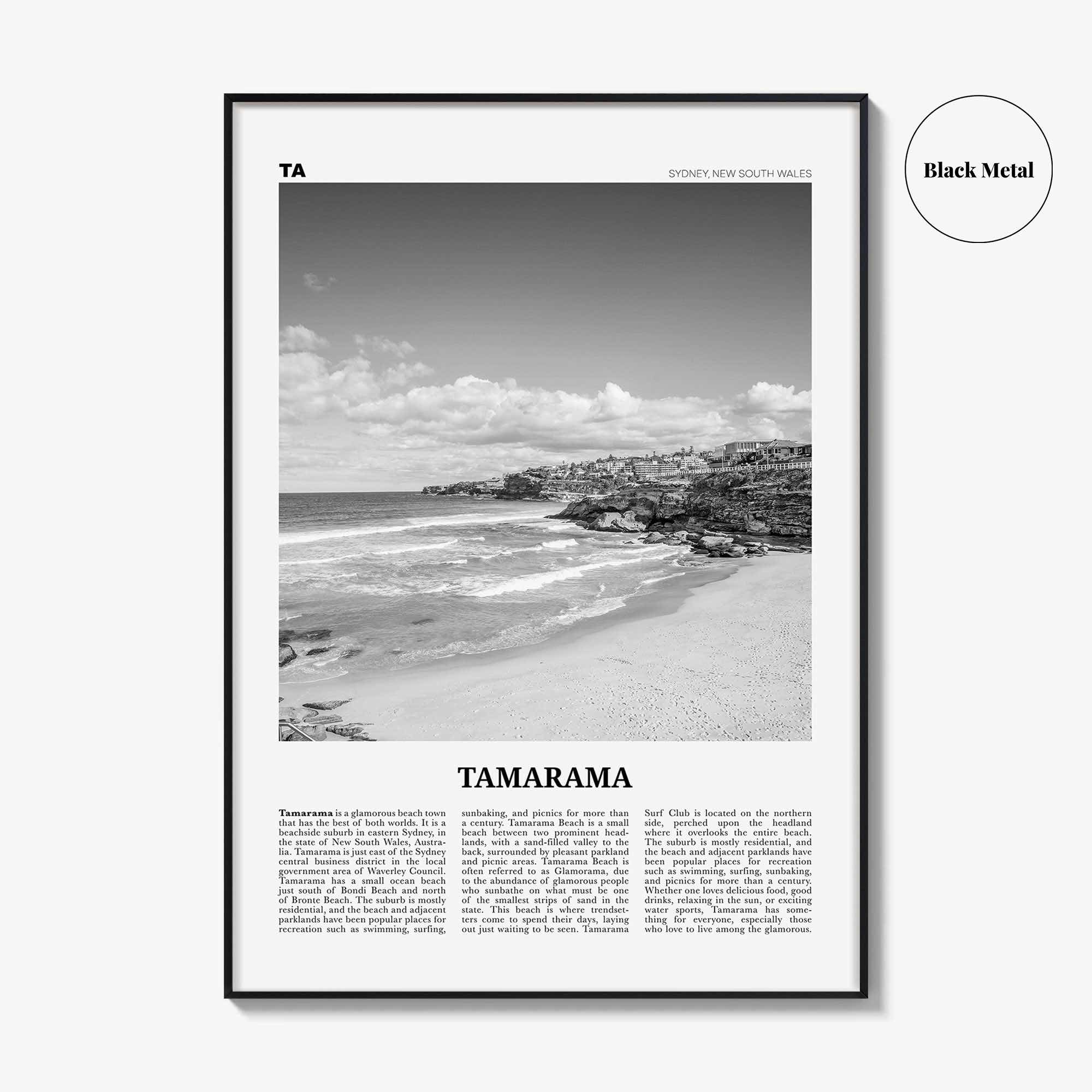 Tamarama Print Black and White, Tamarama Wall Art, Tamarama Poster, Tamarama Photo, Tamarama Wall Decor, New South Wales, Australia, Oceania