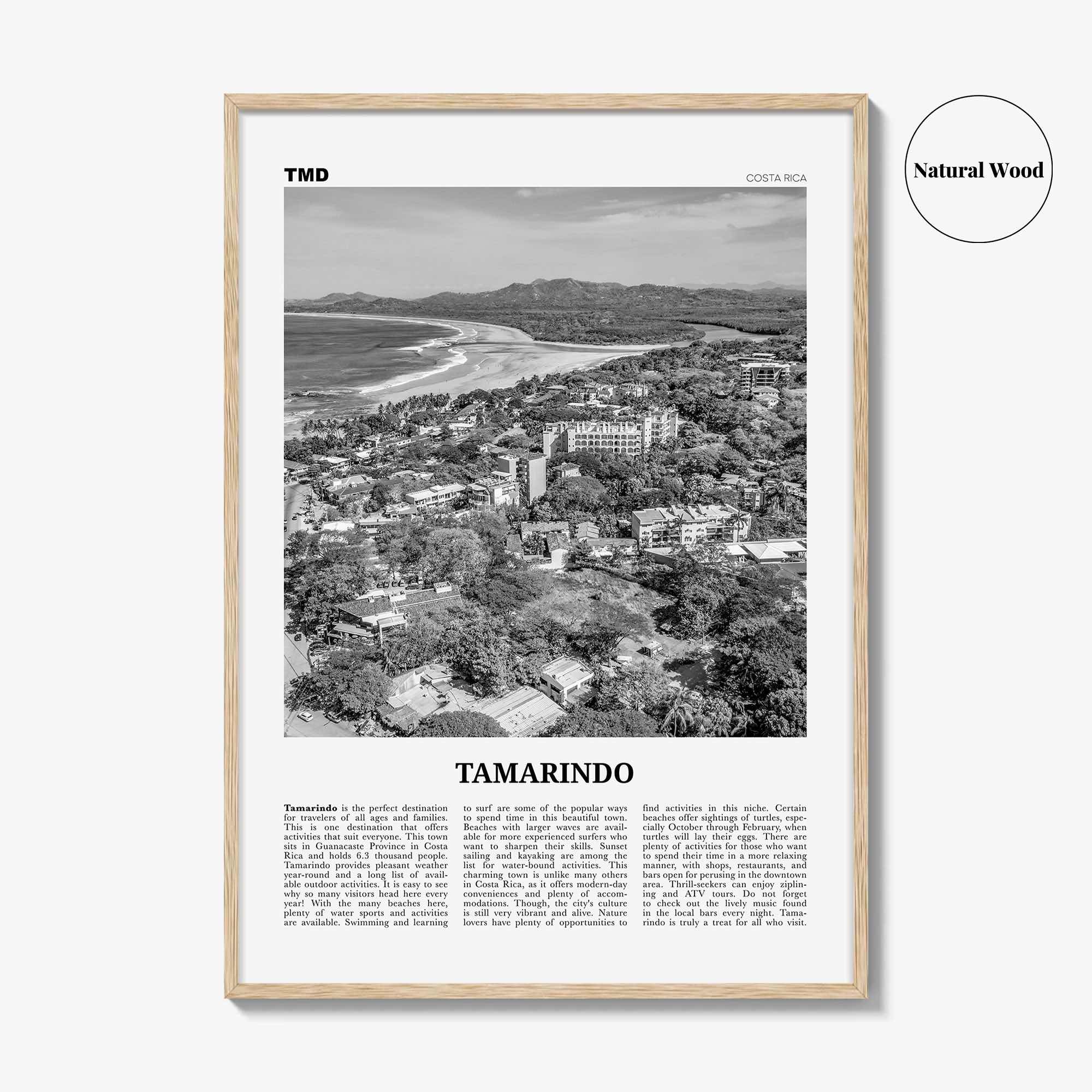 Tamarindo Print Black and White, Tamarindo Wall Art, Tamarindo Poster, Tamarindo Photo, Tamarindo Wall Décor, Tamarindo Map, Costa Rica