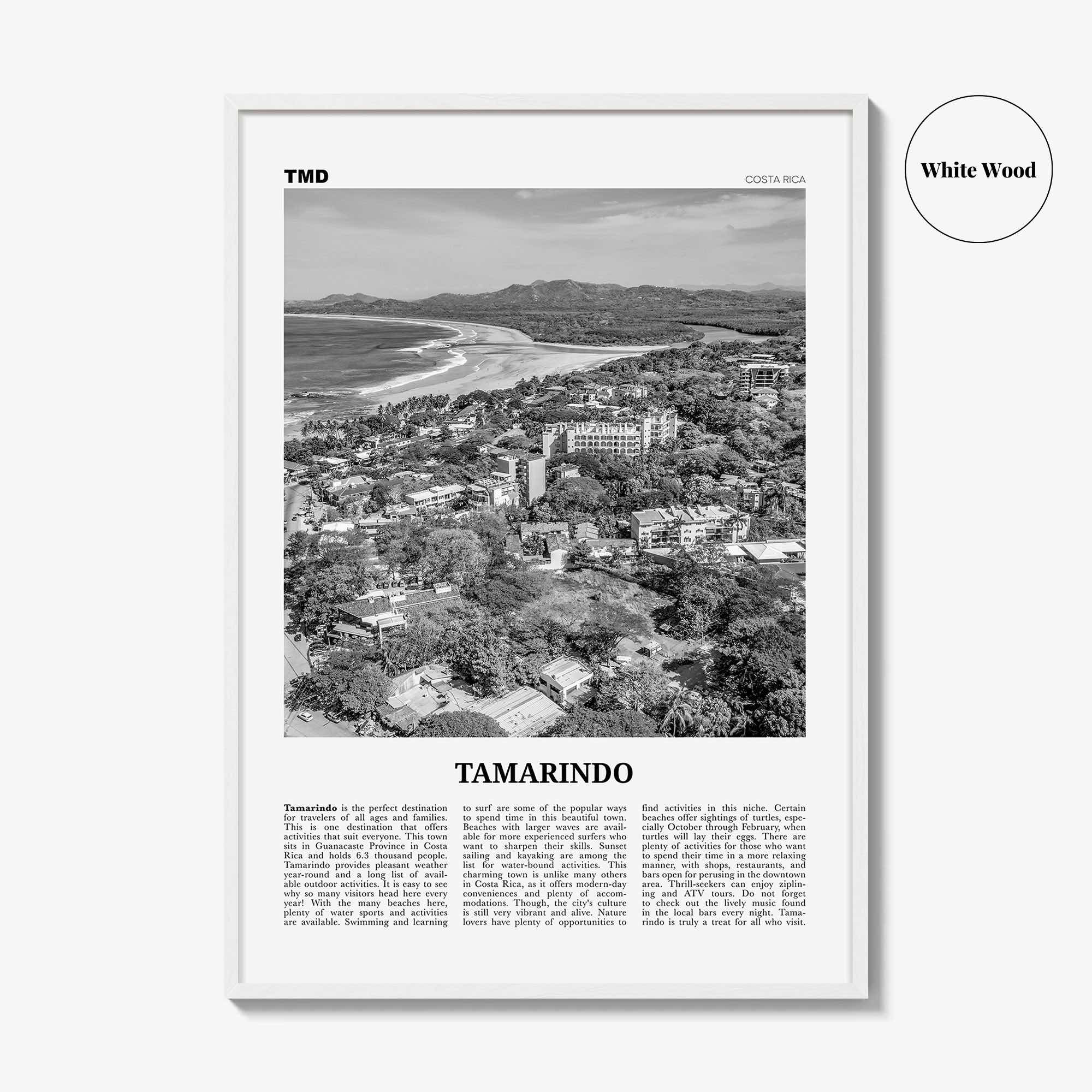Tamarindo Print Black and White, Tamarindo Wall Art, Tamarindo Poster, Tamarindo Photo, Tamarindo Wall Décor, Tamarindo Map, Costa Rica