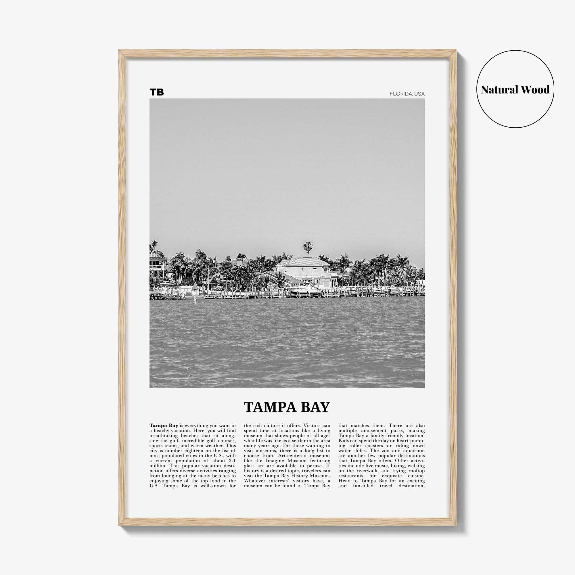 Tampa Bay Print Black and White, Tampa Bay Wall Art, Tampa Bay Poster, Tampa Bay Photo, Tampa Bay Wall Décor, Tampa Bay Map, Florida, USA