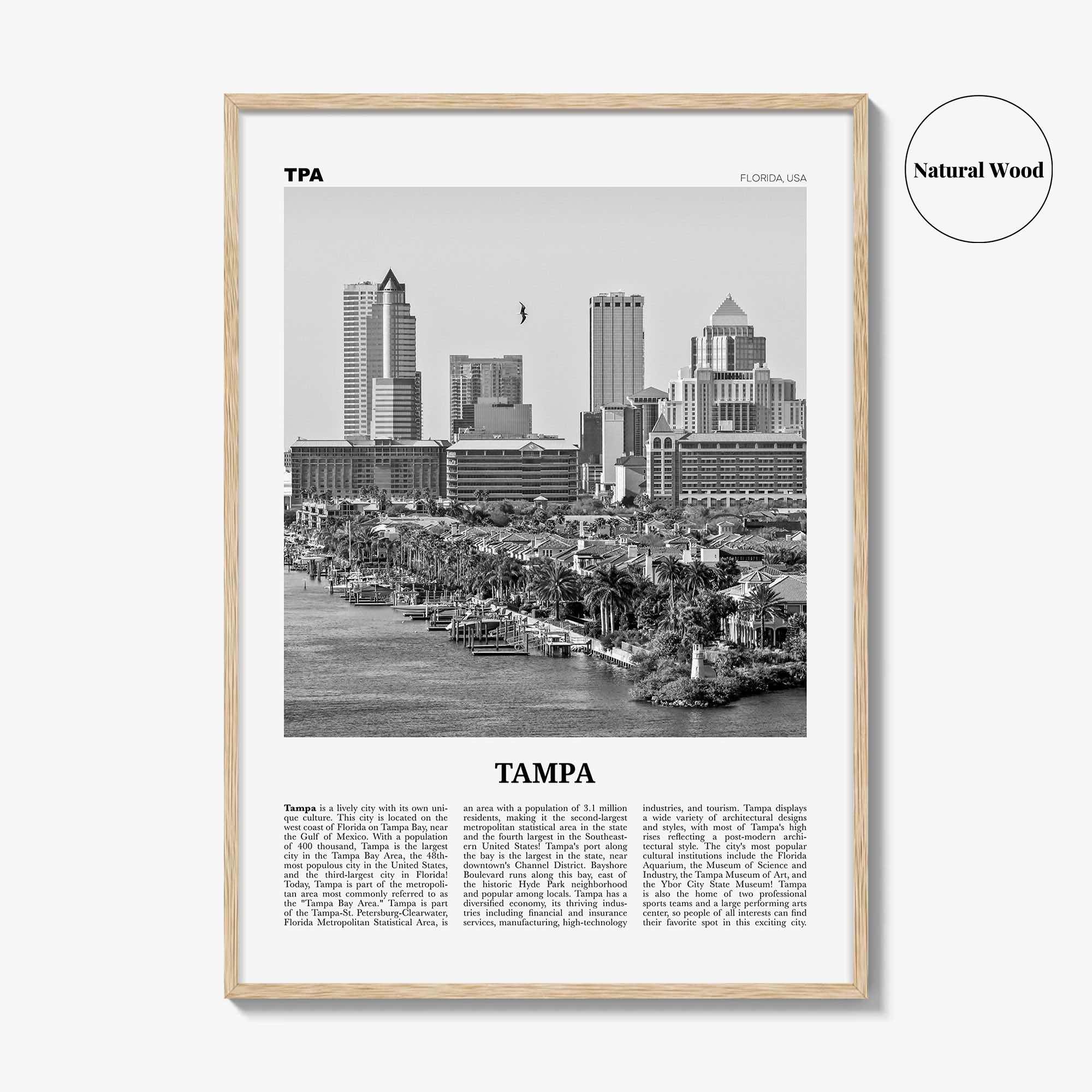 Tampa Print Black and White No 1, Tampa Wall Art, Tampa Poster, Tampa Photo, Tampa Wall Decor, Florida, USA, United States