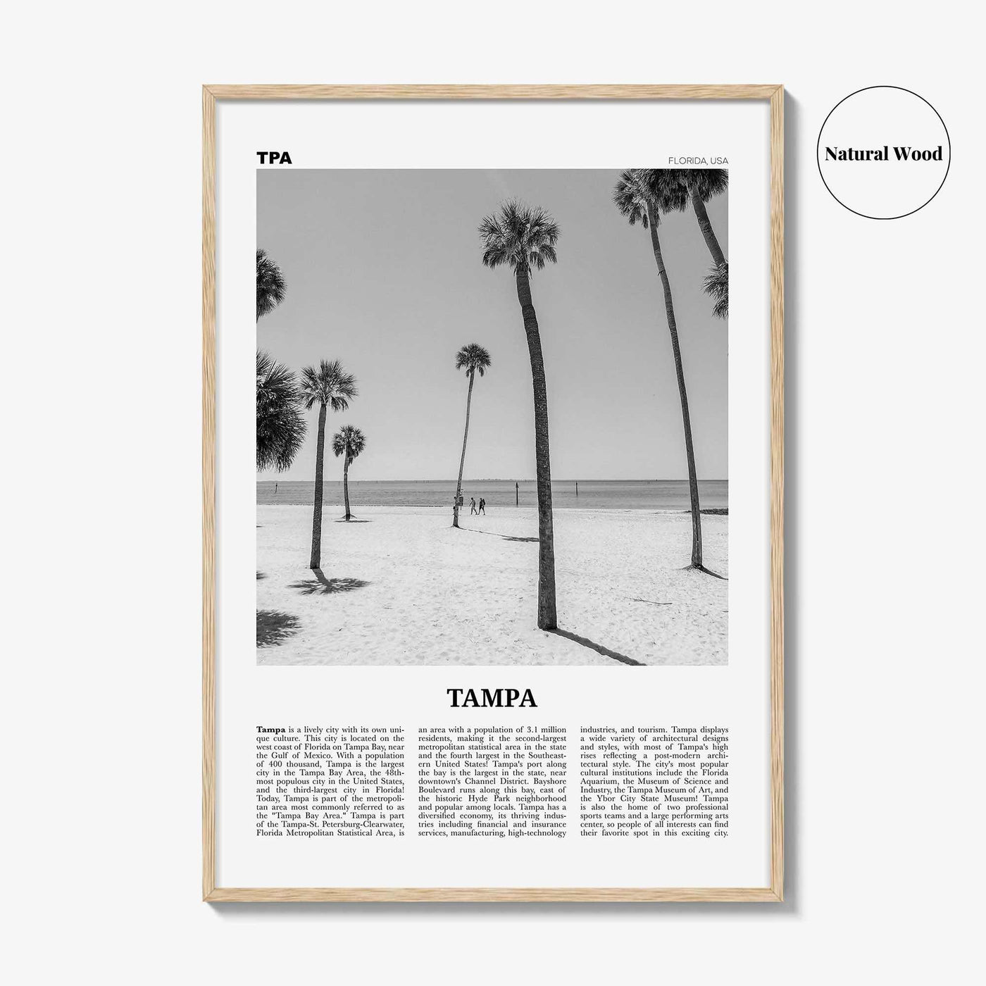 Tampa Print Black and White No 2, Tampa Wall Art, Tampa Poster, Tampa Photo, Tampa Wall Decor, Florida, USA, United States, North America