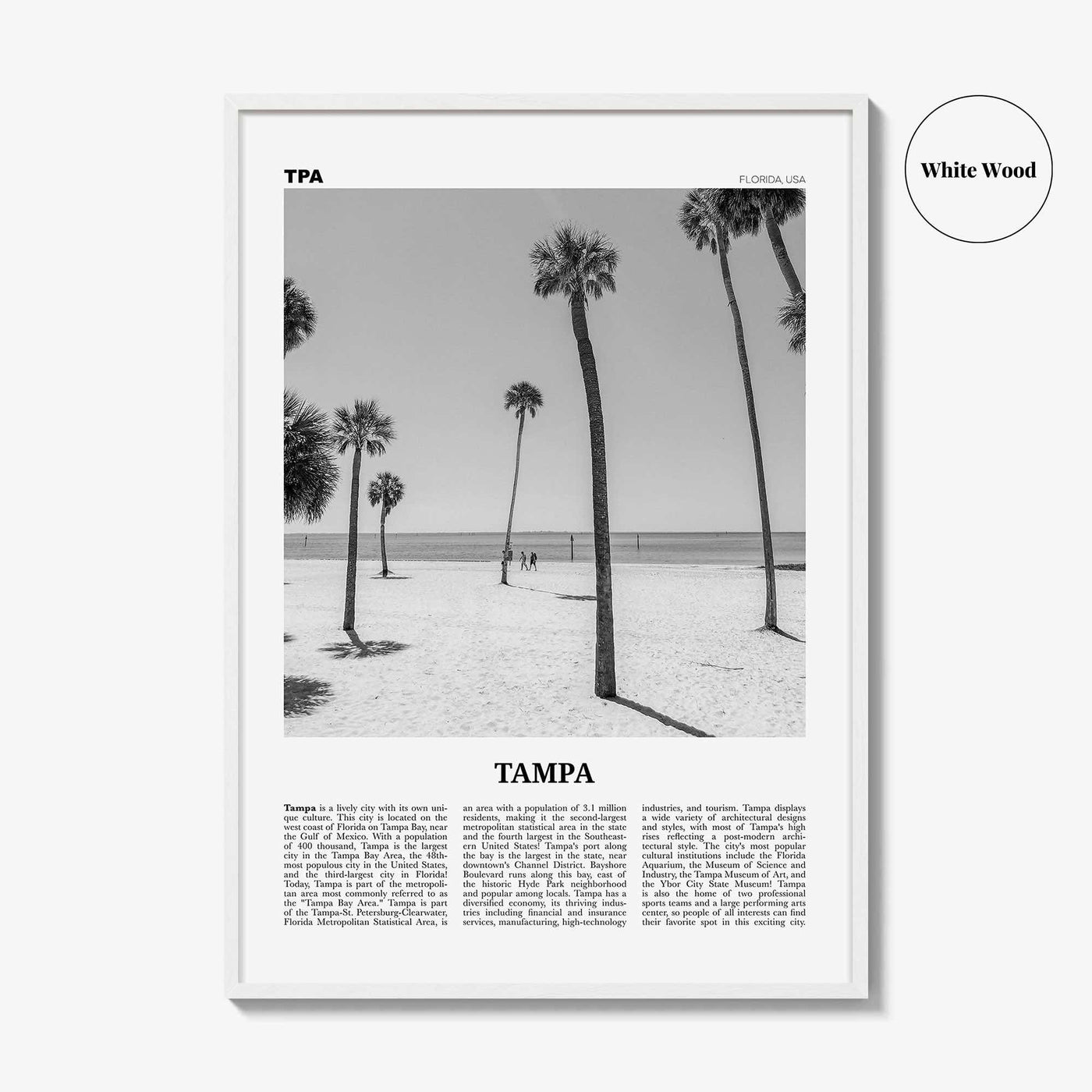 Tampa Print Black and White No 2, Tampa Wall Art, Tampa Poster, Tampa Photo, Tampa Wall Decor, Florida, USA, United States, North America