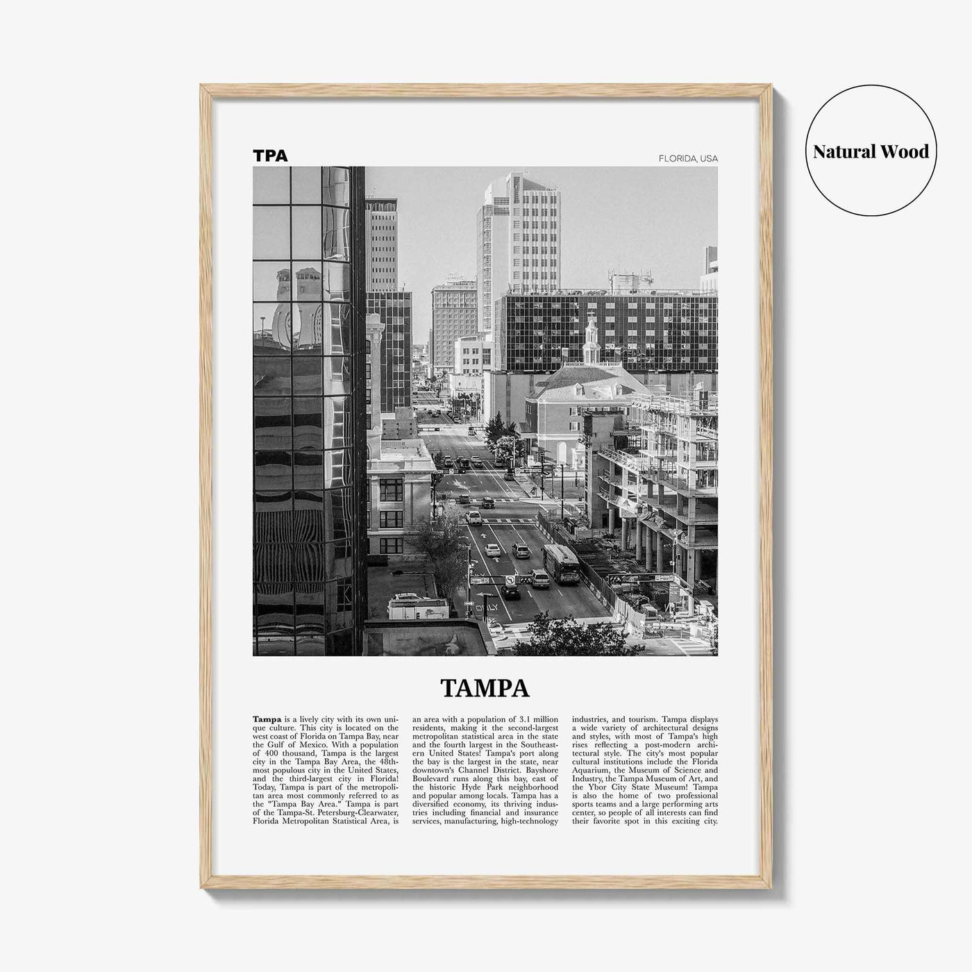 Tampa Print Black and White No 4, Tampa Wall Art, Tampa Poster, Tampa Photo, Tampa Wall Decor, Florida, USA, United States