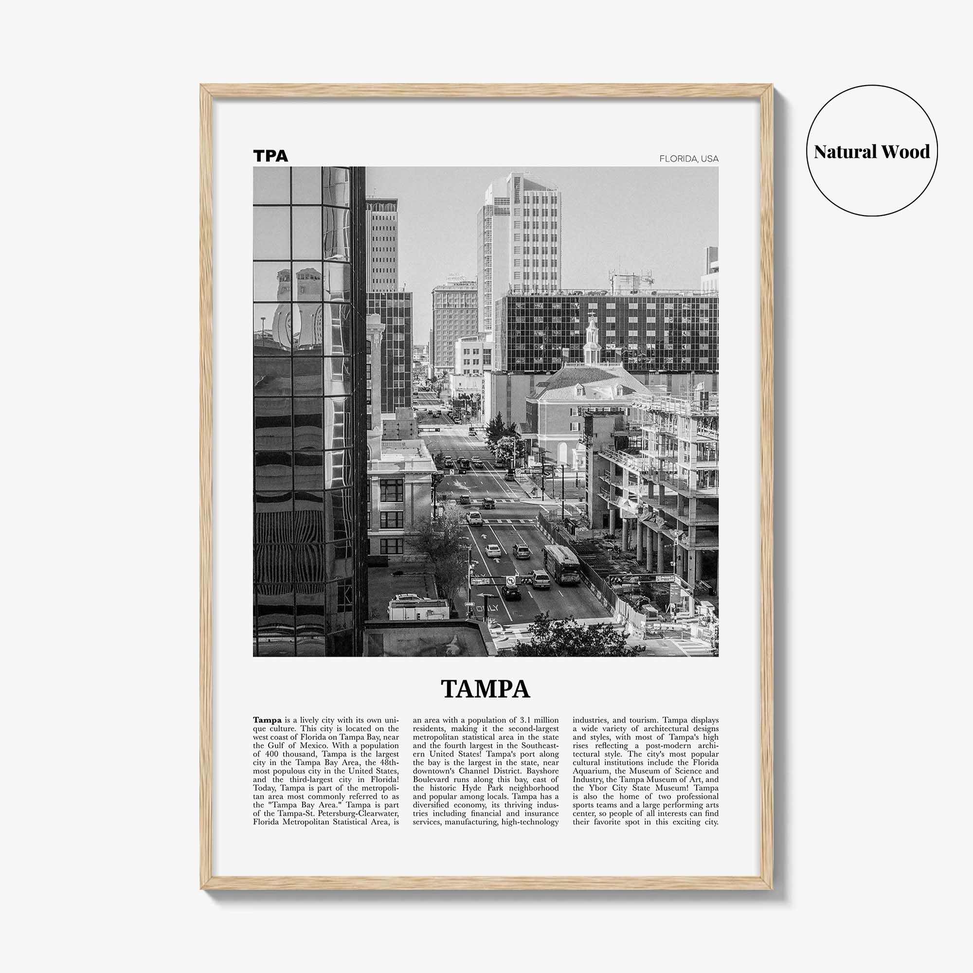 Tampa Print Black and White No 4, Tampa Wall Art, Tampa Poster, Tampa Photo, Tampa Wall Decor, Florida, USA, United States