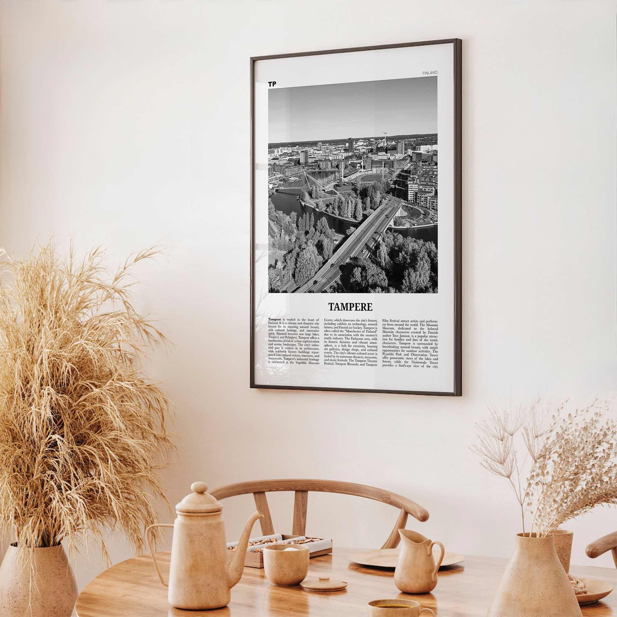 Tampere Print Black and White, Tampere Wall Art, Tampere Poster, Tampere Photo, Tampere Wall Décor, Tampere Map, Finland
