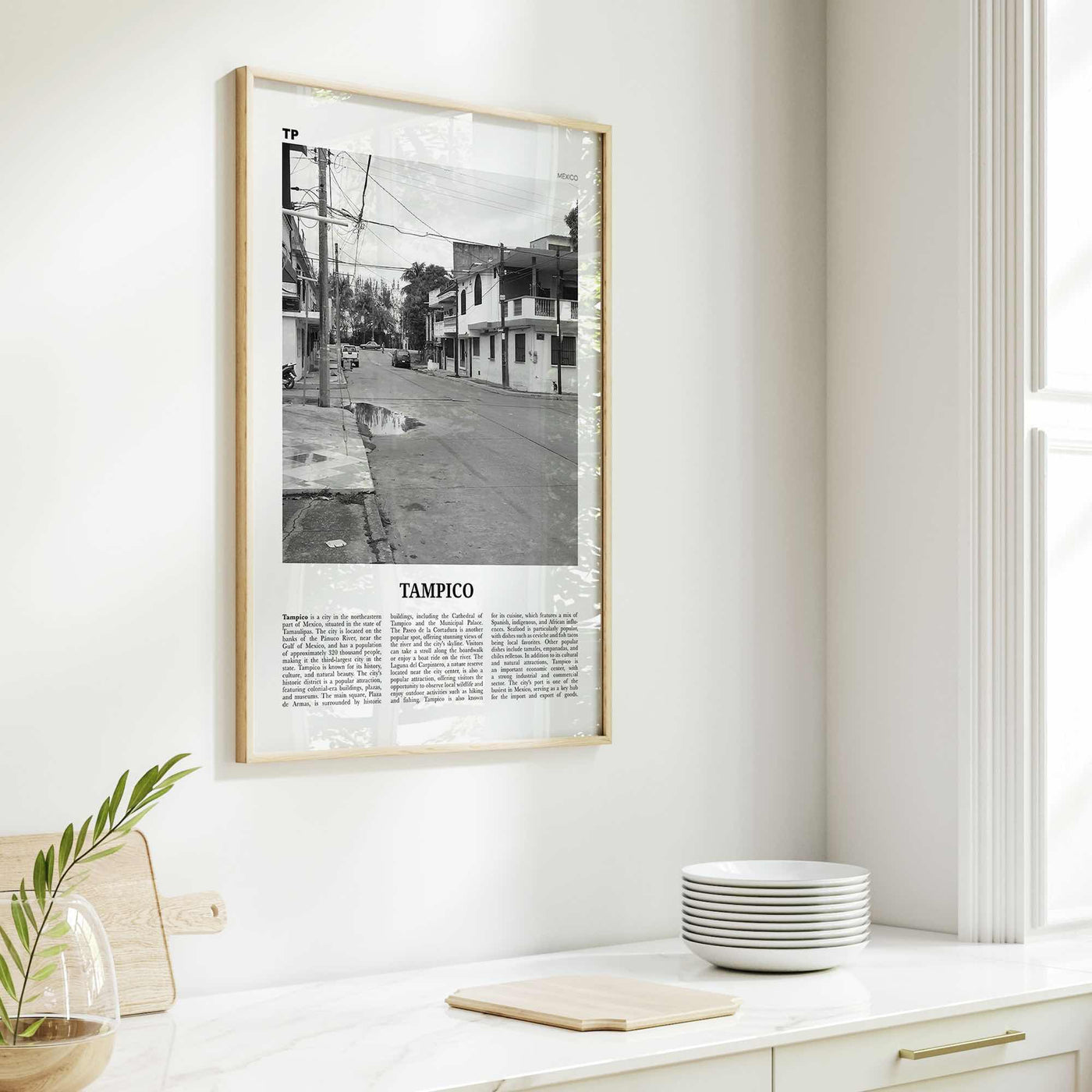 Tampico Print Black and White, Tampico Wall Art, Tampico Poster, Tampico Photo, Tampico Wall Décor, Tampico Map,