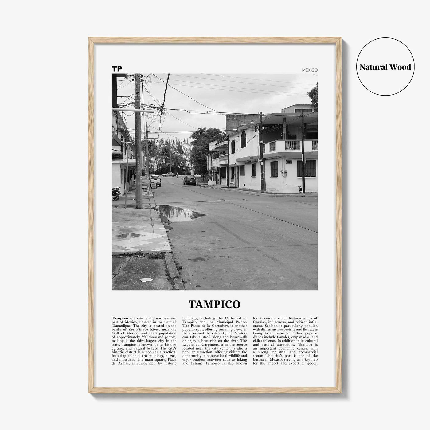 Tampico Print Black and White, Tampico Wall Art, Tampico Poster, Tampico Photo, Tampico Wall Décor, Tampico Map,