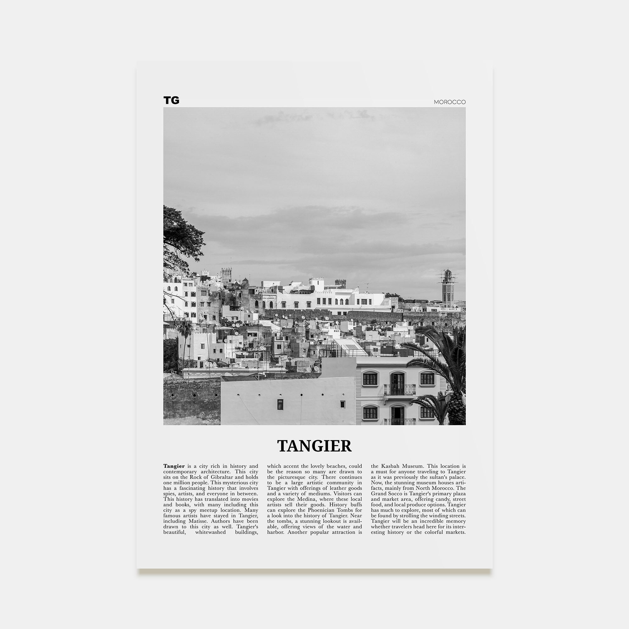 Tangier Travel B&W Poster