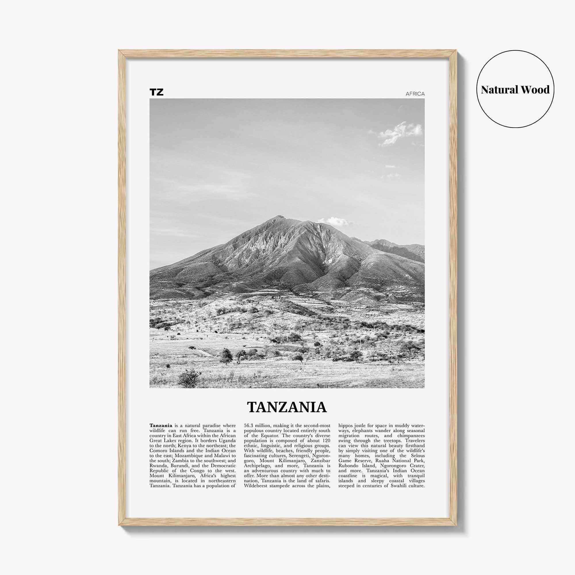 Tanzania Print Black and White, Tanzania Wall Art, Tanzania Poster, Tanzania Photo, Tanzania Wall Decor, Dodoma, Dar es Salaam, Africa