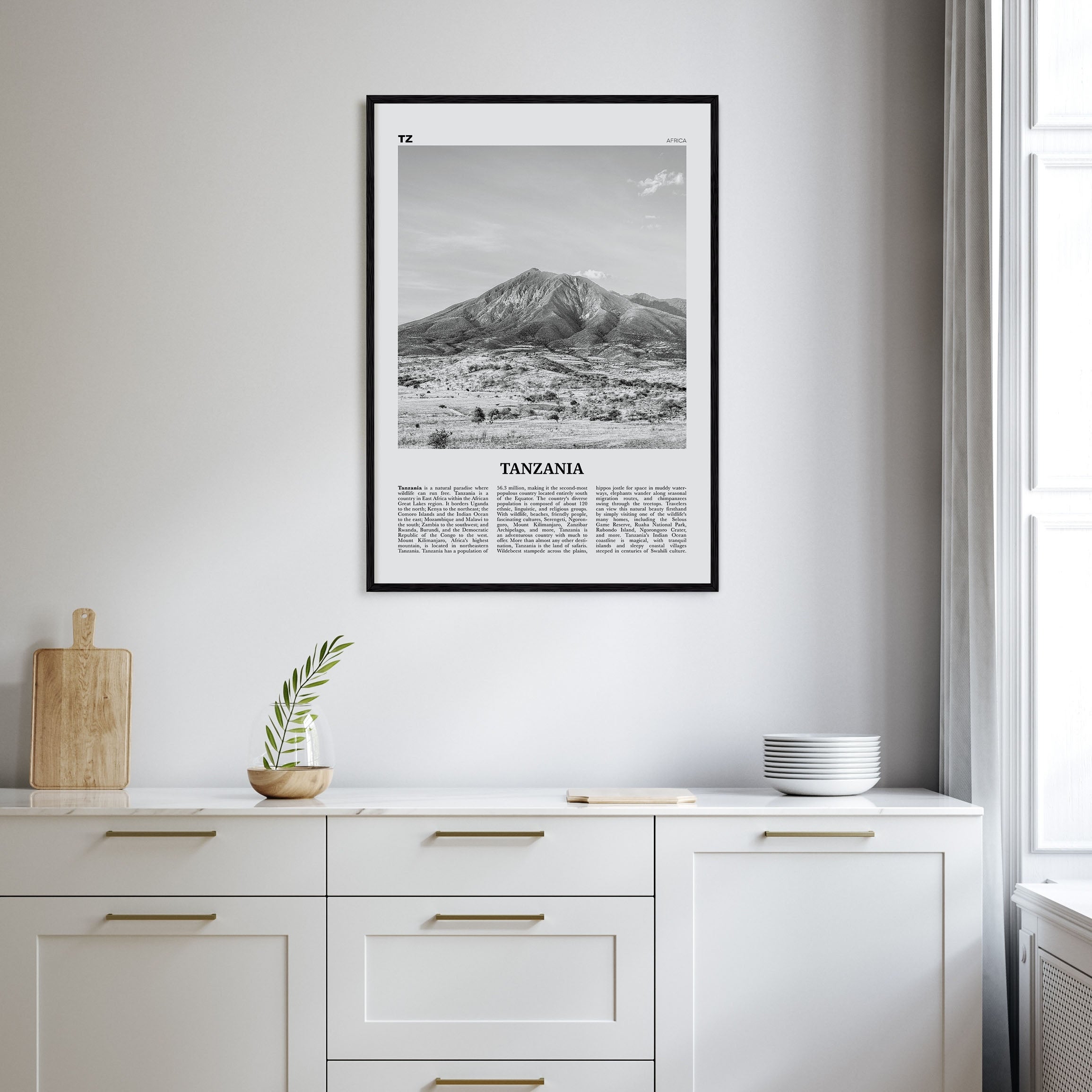 Tanzania Travel B&W Poster