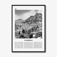 Taormina Print Black and White, Taormina Wall Art, Taormina Poster, Taormina Photo, Taormina Wall Décor, Taormina Map, Italy