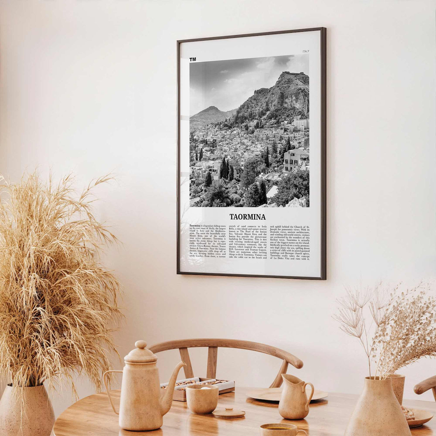 Taormina Print Black and White, Taormina Wall Art, Taormina Poster, Taormina Photo, Taormina Wall Décor, Taormina Map, Italy