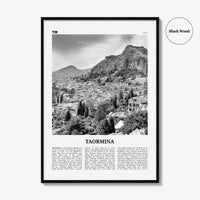 Taormina Print Black and White, Taormina Wall Art, Taormina Poster, Taormina Photo, Taormina Wall Décor, Taormina Map, Italy