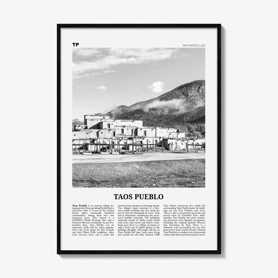 Taos Pueblo Print Black and White, Taos Pueblo Wall Art, Taos Pueblo Poster, Taos Pueblo Photo, Taos Pueblo Wall Décor, New Mexico, USA