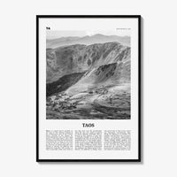 Taos Print Black and White, Taos Wall Art, Taos Poster, Taos Photo, Taos Wall Décor, New Mexico, USA, United States