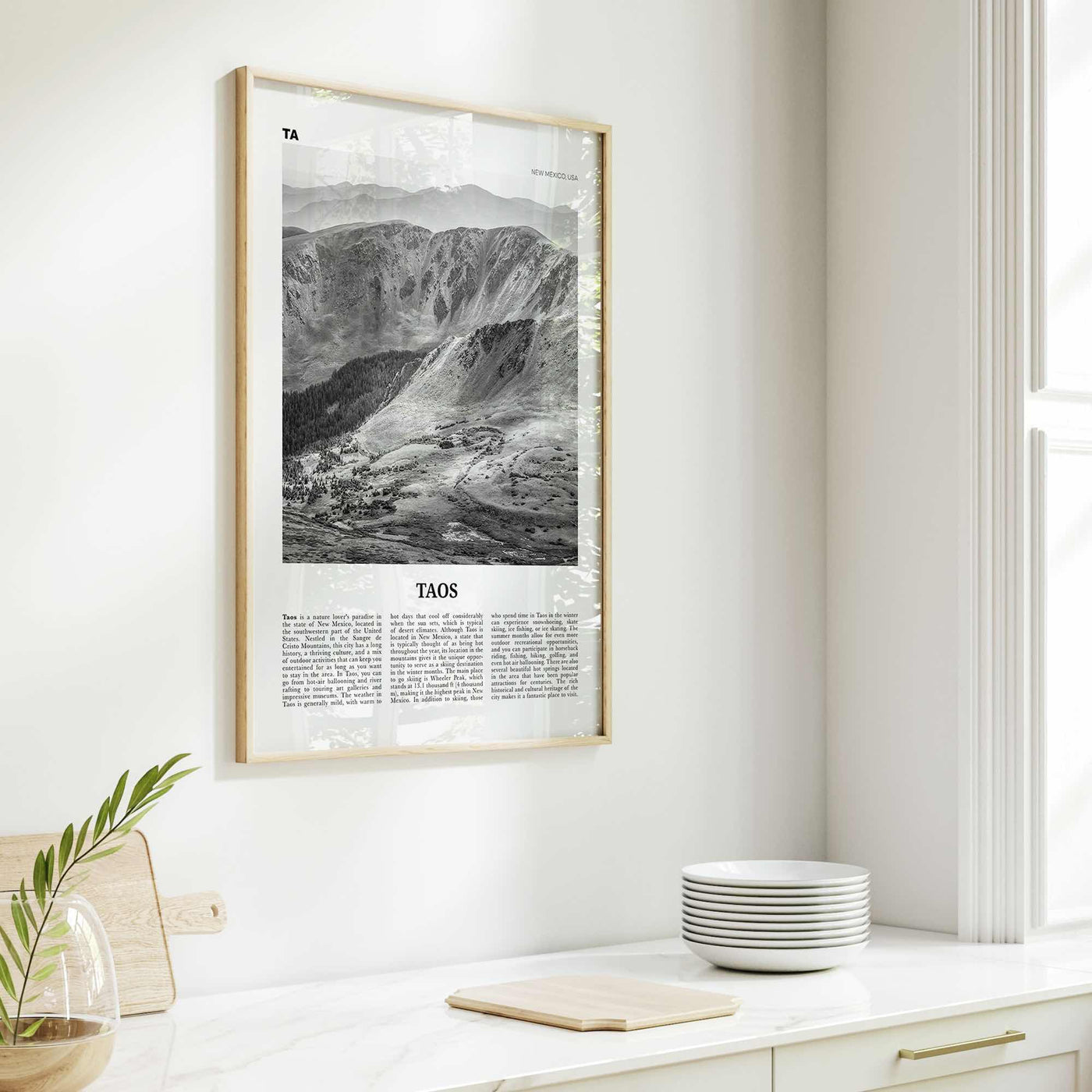 Taos Print Black and White, Taos Wall Art, Taos Poster, Taos Photo, Taos Wall Décor, New Mexico, USA, United States