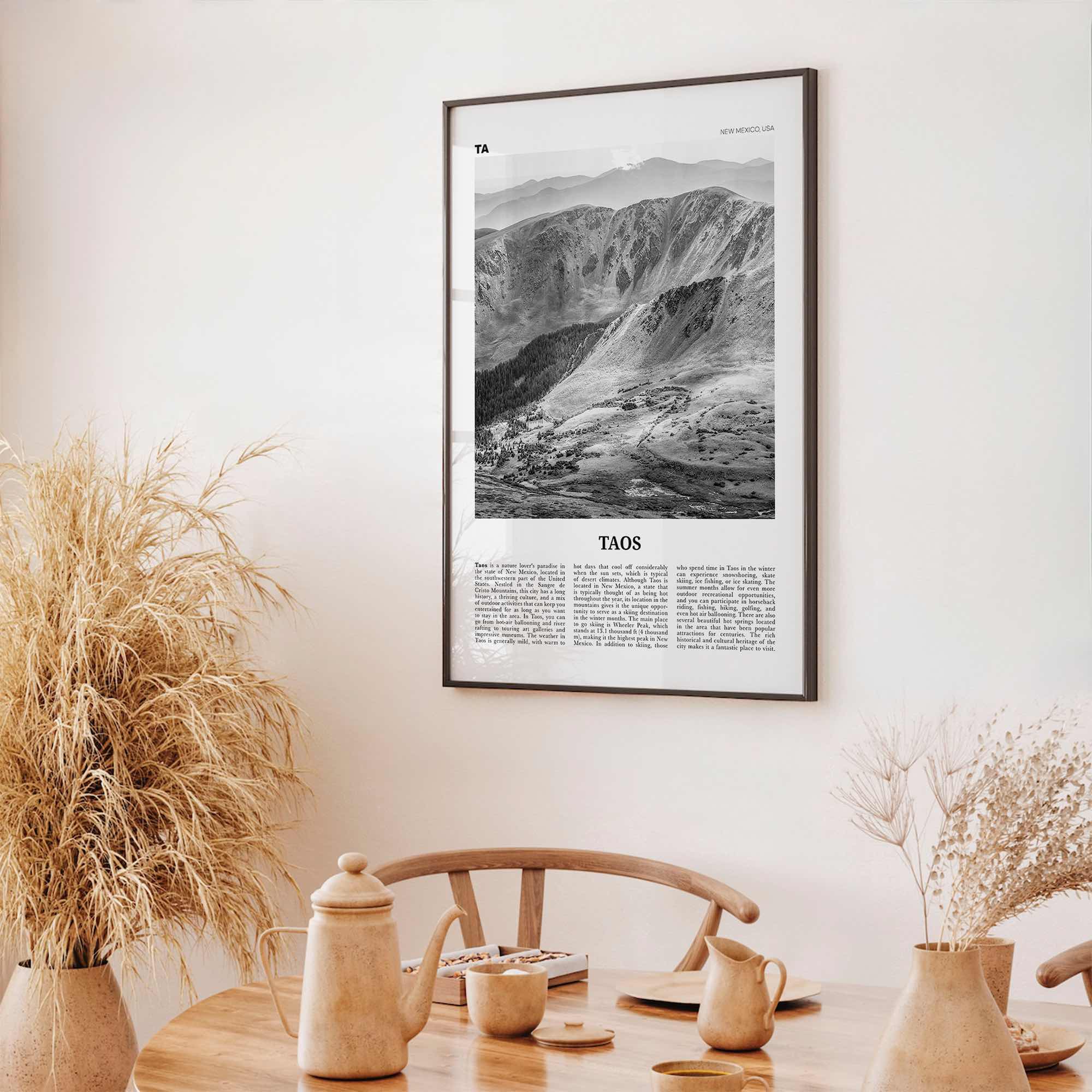 Taos Print Black and White, Taos Wall Art, Taos Poster, Taos Photo, Taos Wall Décor, New Mexico, USA, United States